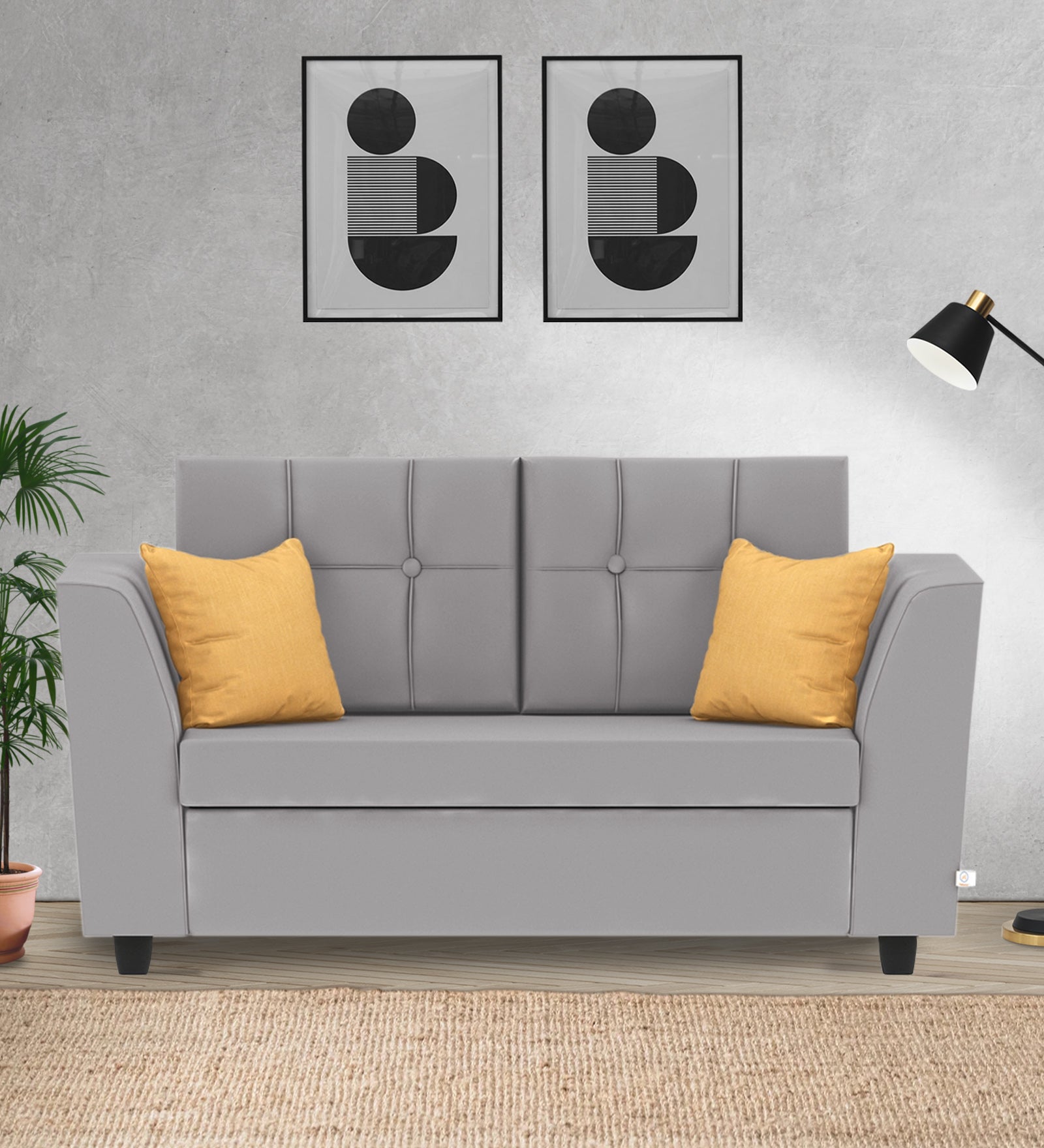 Nestin Velvet 2 Seater Sofa In Concrete Grey Colour - Febonic Living