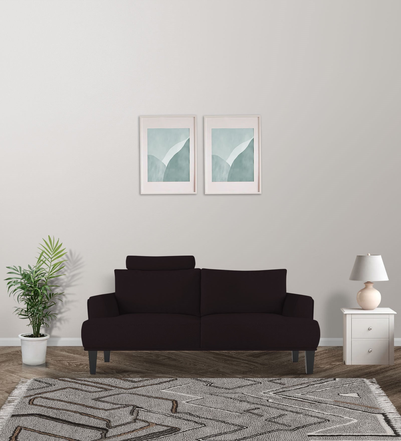 Como Fabric 2 Seater Sofa in Cara Brown Colour