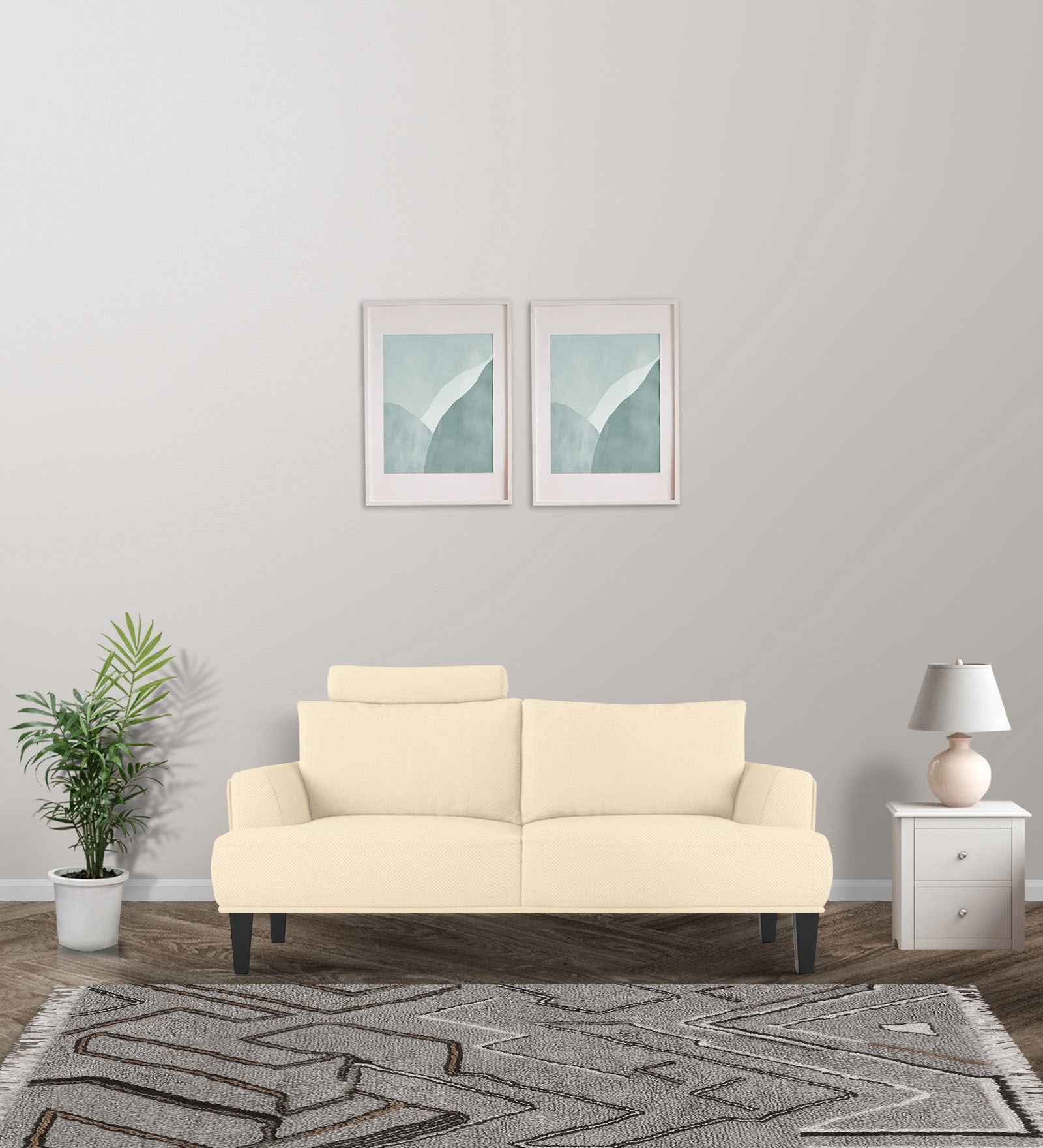 Como Fabric 2 Seater Sofa In Ivory Cream Colour - Febonic Living