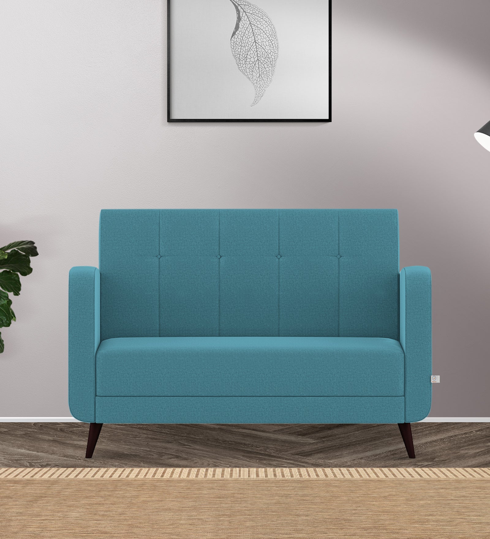 Wiki Velvet 2 Seater Sofa In Aqua Blue Colour - Febonic Living