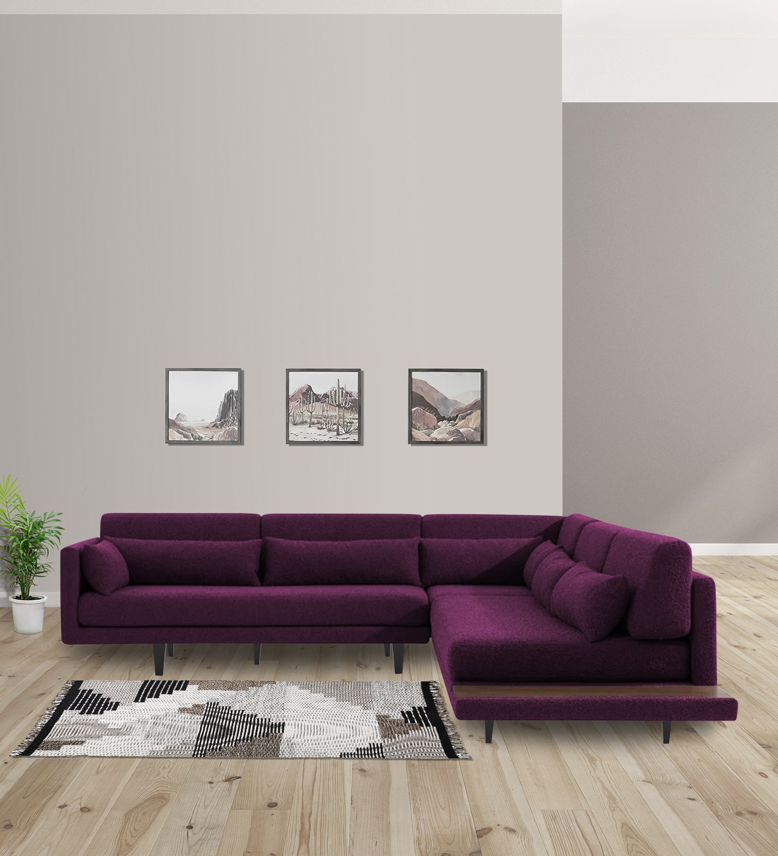 Malta Fabric 6 Seater LHS Corner Sofa In Greek Purple Colour - Febonic Living