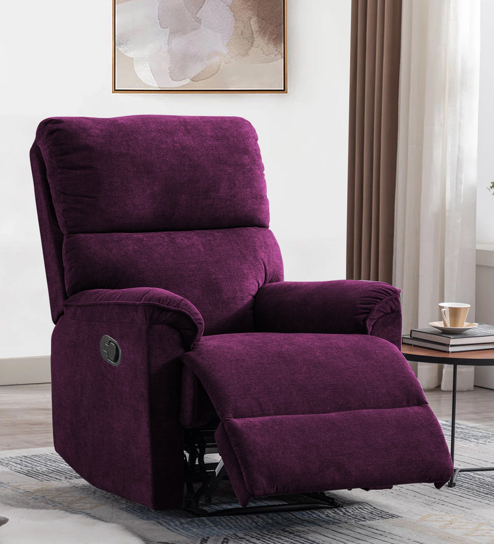 Abby Fabric 1 Seater Manual Recliner In Greek Purple Colour - Febonic Living