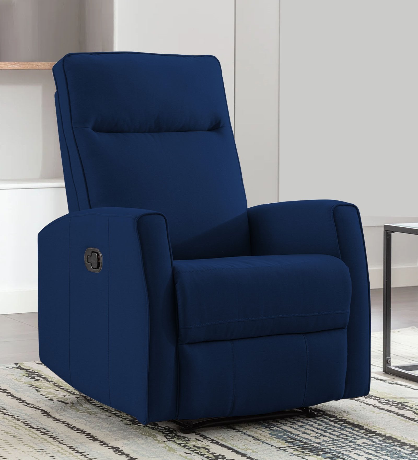 Logan Fabric 1 Seater Manual Recliner In Royal Blue Colour - Febonic Living