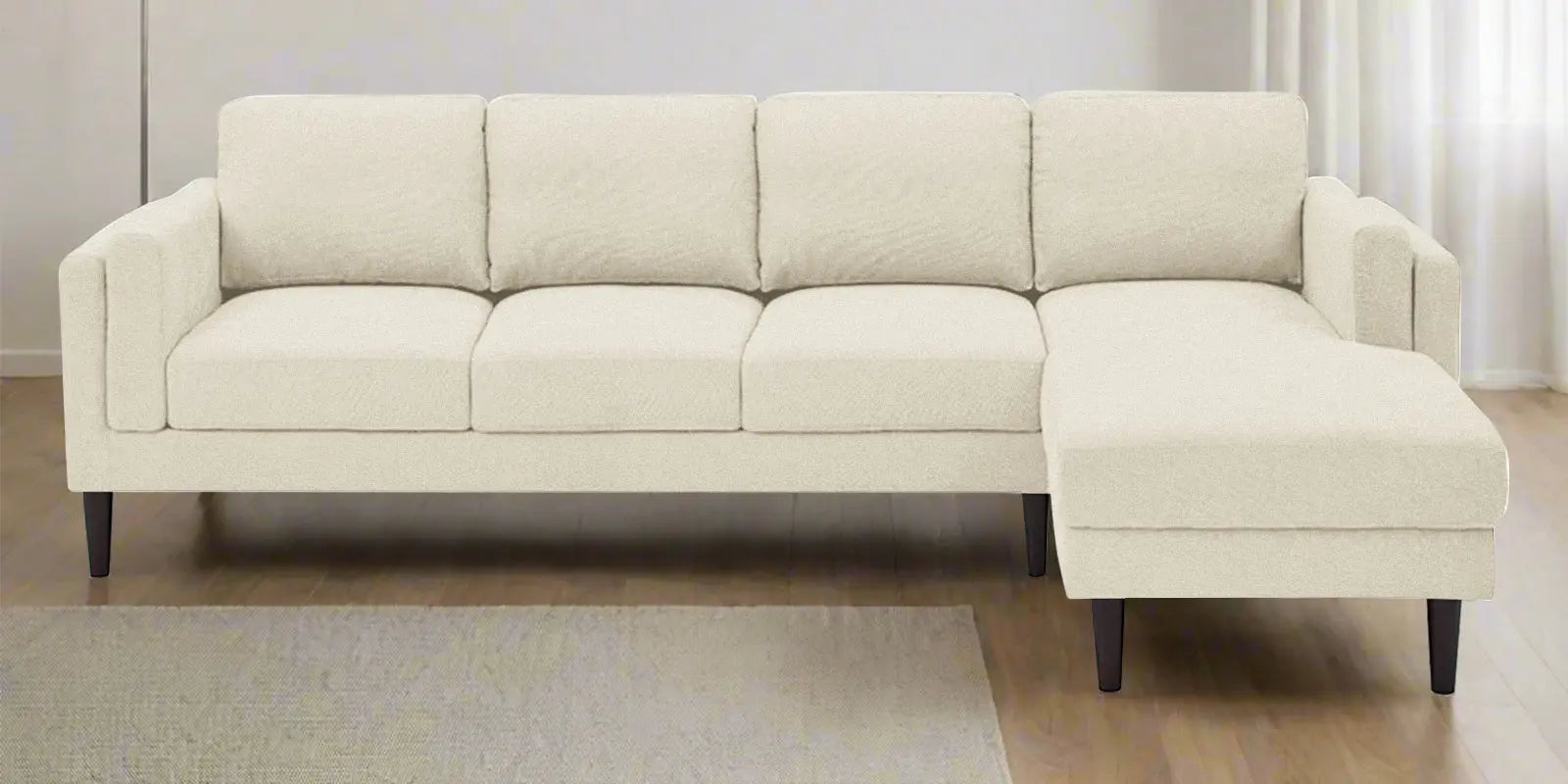 Creata Fabric LHS Sectional Sofa (3+Lounger) In Ivory Cream Colour Febonic Living
