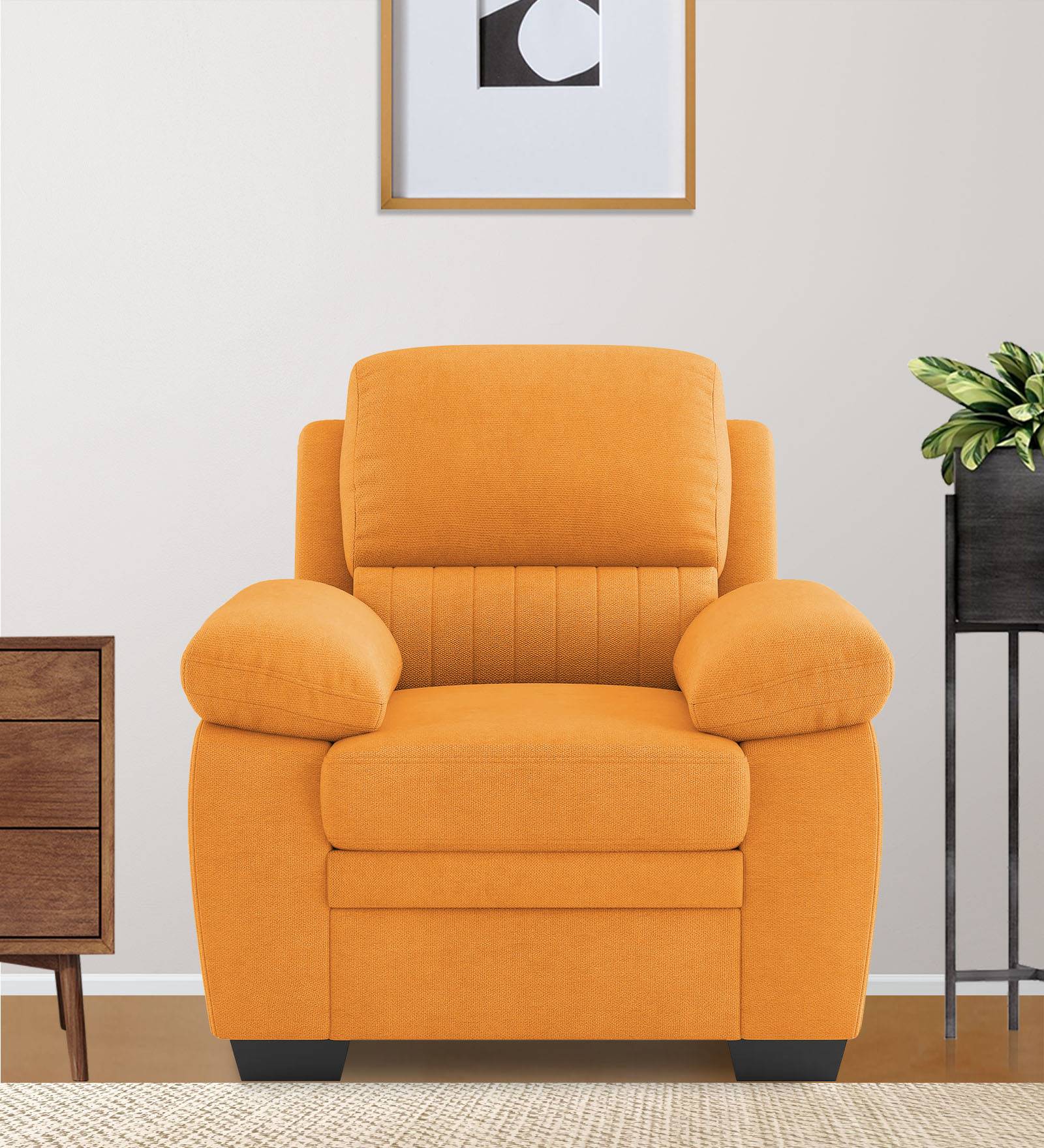 Miranda Velvet 1 Seater Sofa In Tangerine orange Colour - Febonic Living