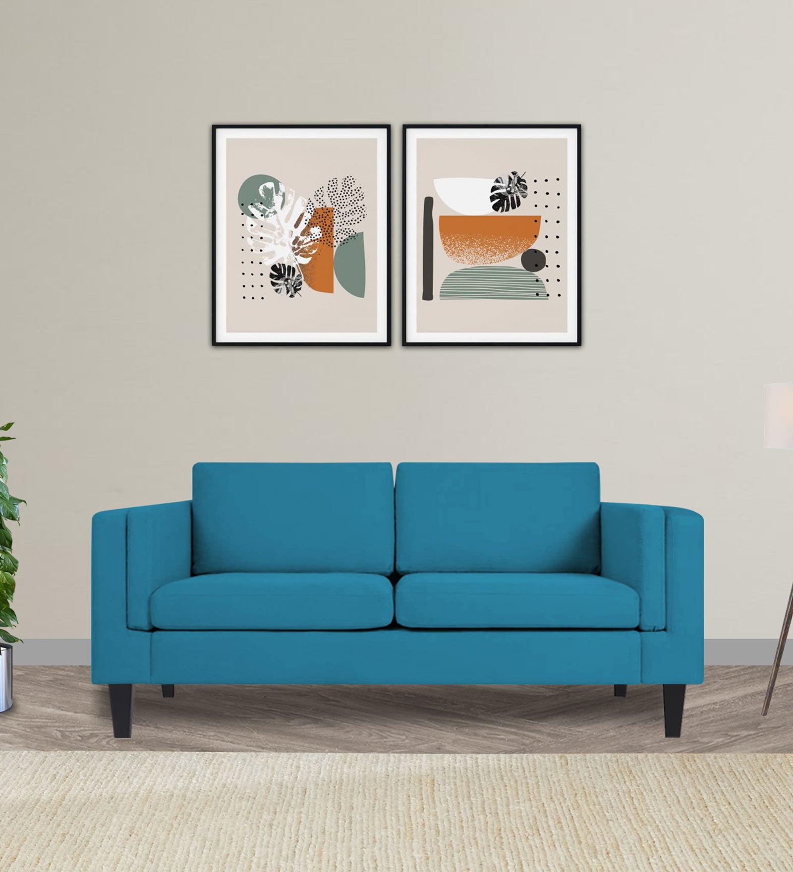 Jasper Velvet 2 Seater Sofa In Aqua blue Colour - Febonic Living