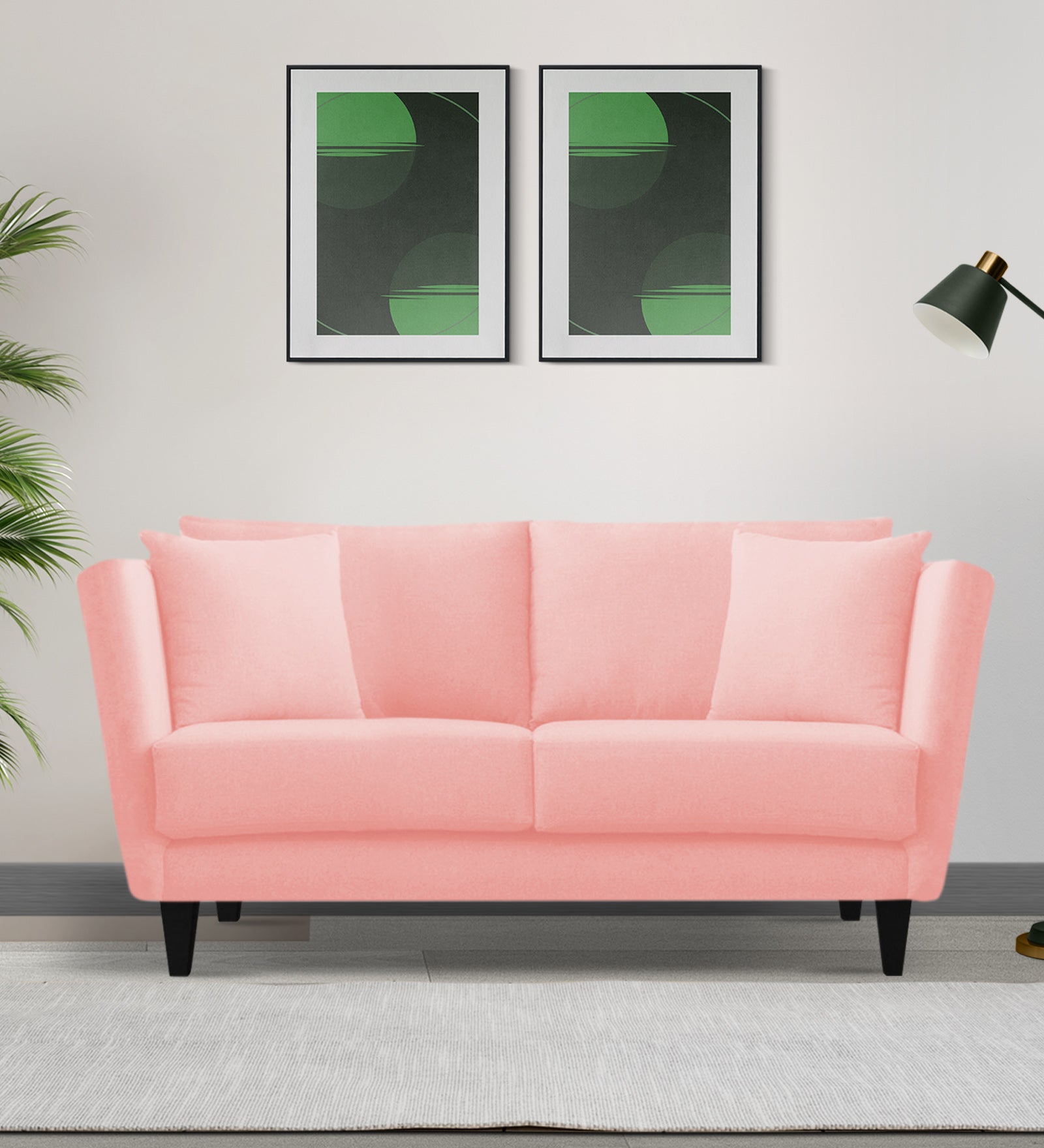 Norway Velvet 2 Seater Sofa In Millennial Pink Colour - Febonic Living
