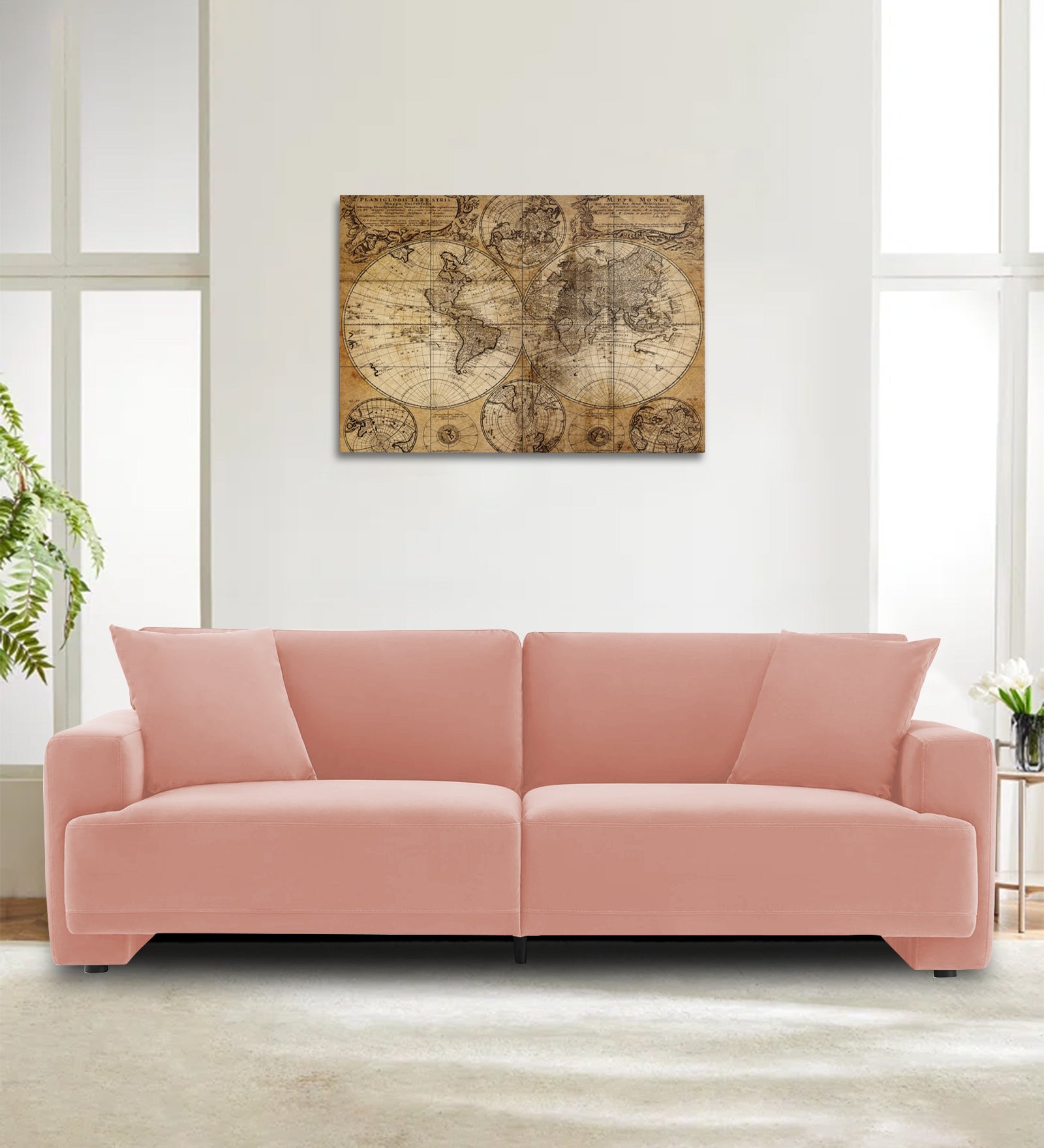 Kosta Velvet 3 Seater Sofa In Blush Pink Colour - Febonic Living