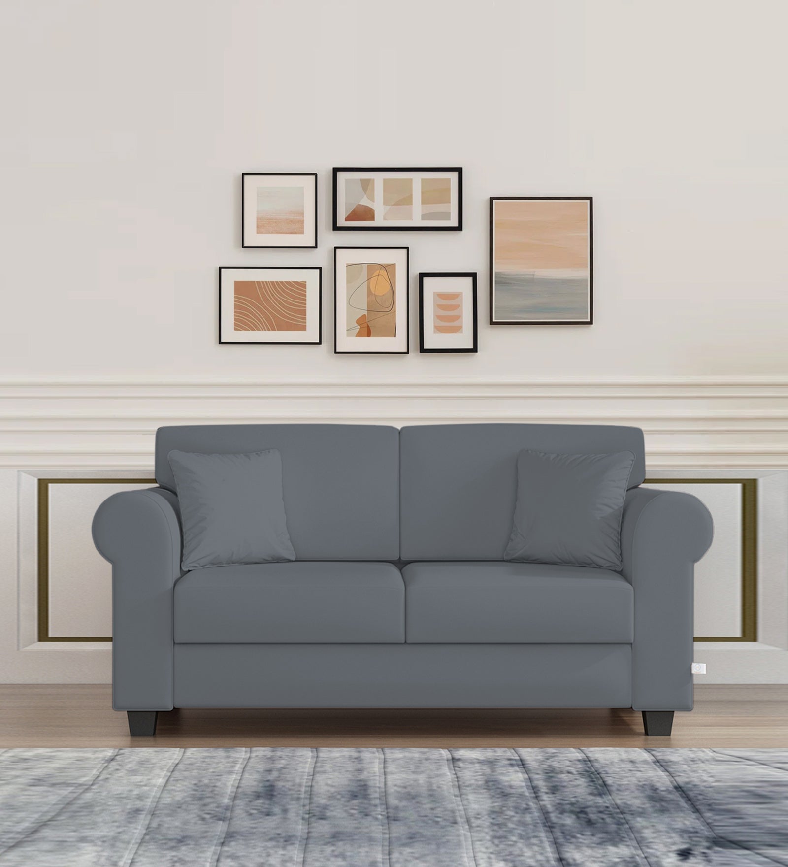 Numonk Velvet 2 Seater Sofa In Pubble Grey Colour - Febonic Living