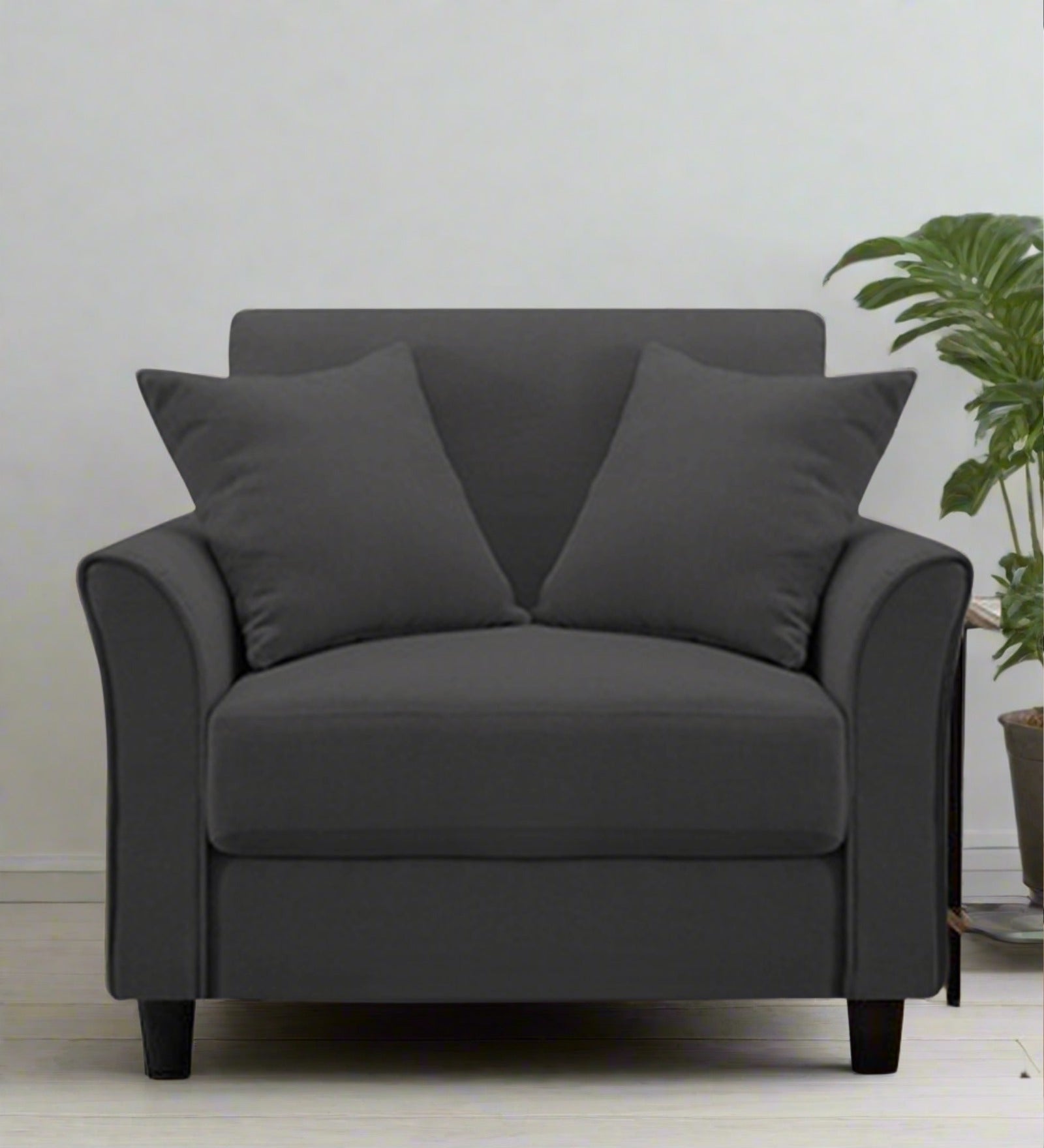 Daroo Velvet 1 Seater Sofa In Davy Grey Colour - Febonic Living