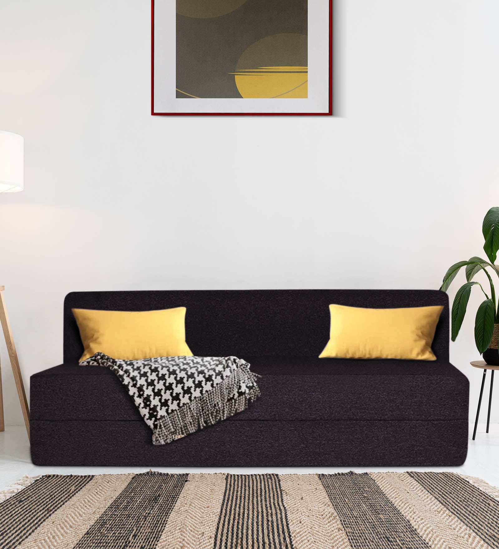 Fleepy Fabric 3 Seater Futon Sofa Cum Bed in Cara Brown Colour