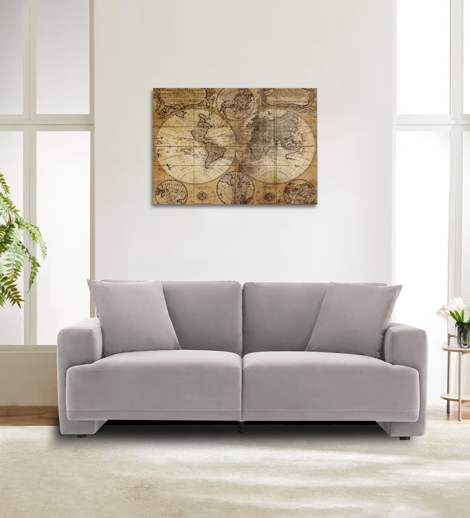 Kosta Velvet 2 Seater Sofa in Pearl Grey Colour
