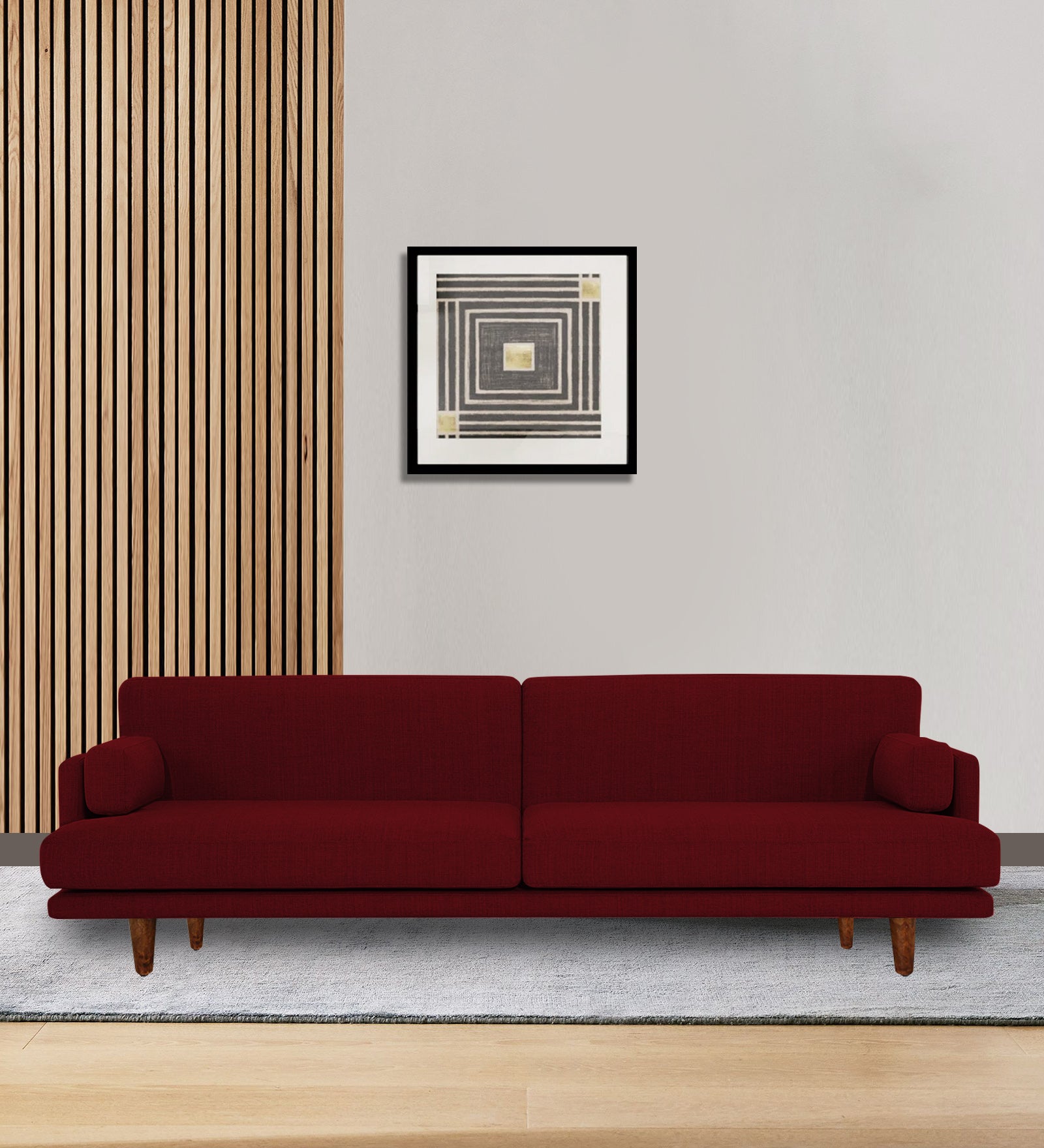 Ricky Fabric 3 Seater Sofa In Ruby red Colour - Febonic Living