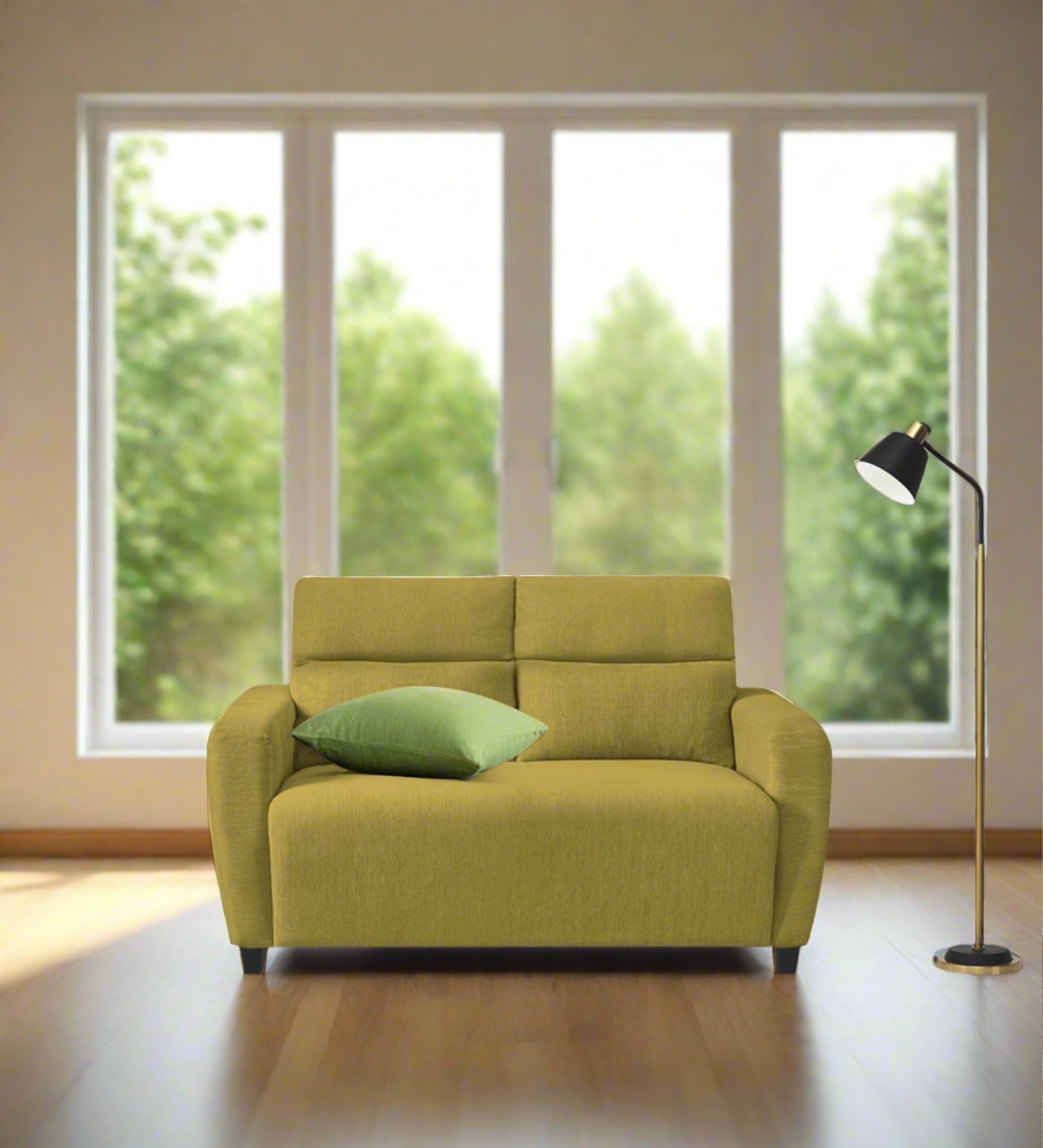 Bakadi Fabric 2 Seater Sofa In Parrot Green Colour - Febonic Living