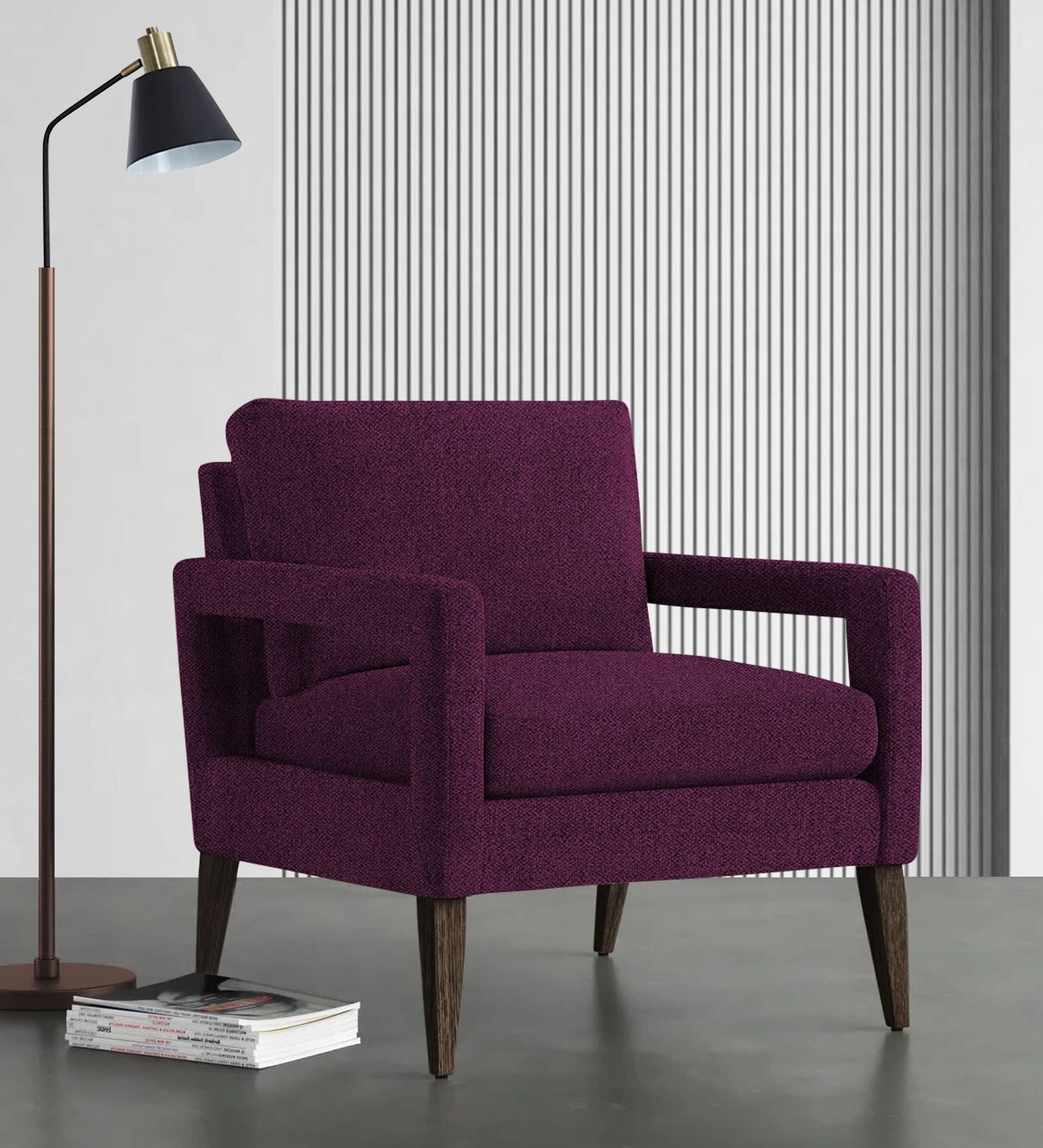 Olsen Fabric Arm Chair In Greek Purple Colour