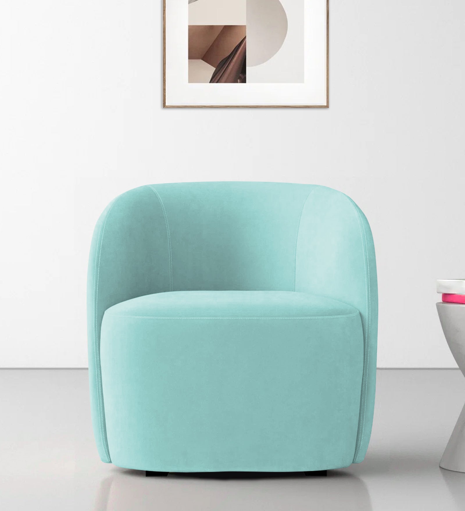 Lucky Velvet Wing Chair In Barmunda Aqua Colour - Febonic Living