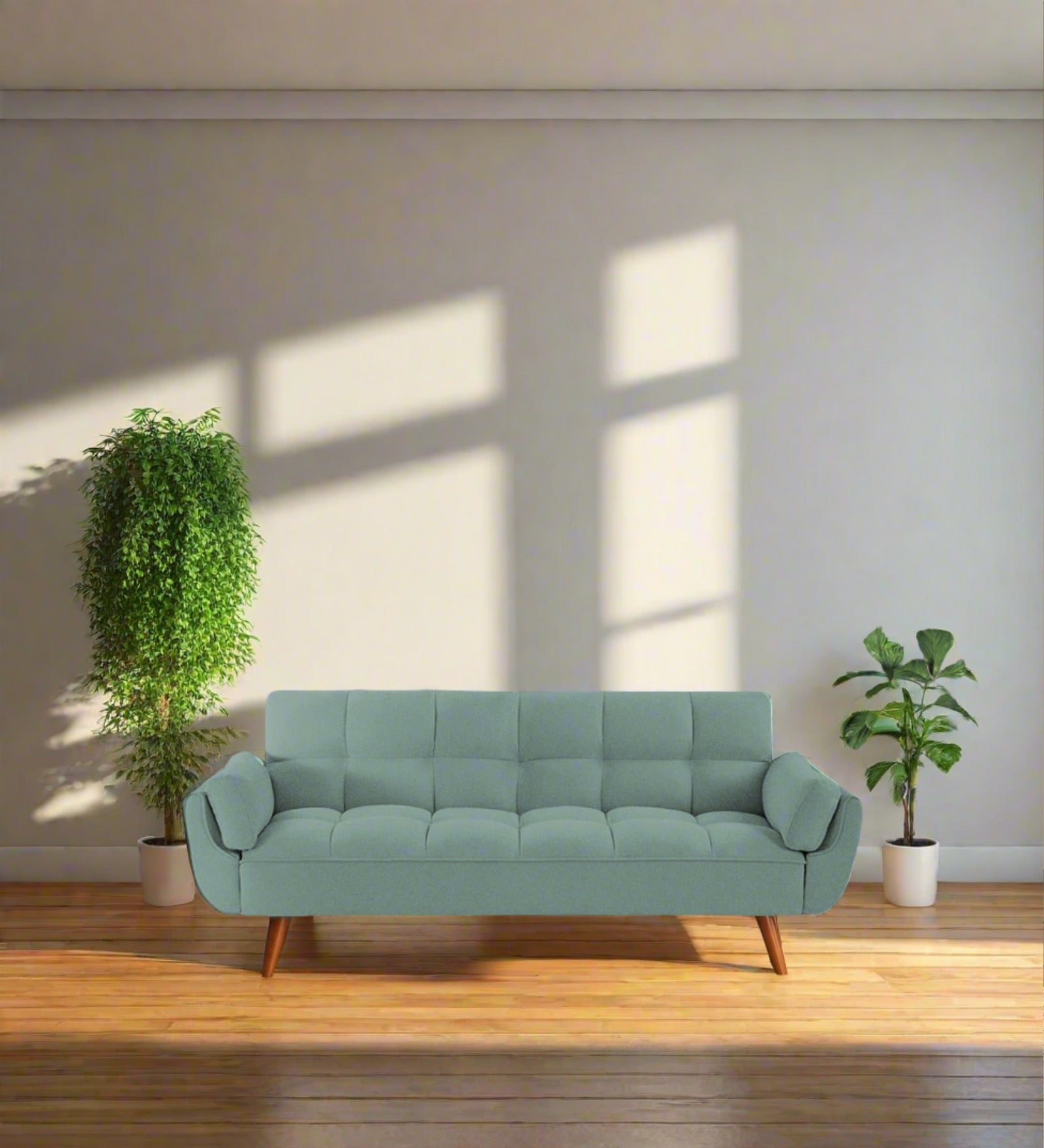 Melano Fabric 3 Seater Convertible Sofa Cum Bed In Suka Blue Colour - Febonic Living