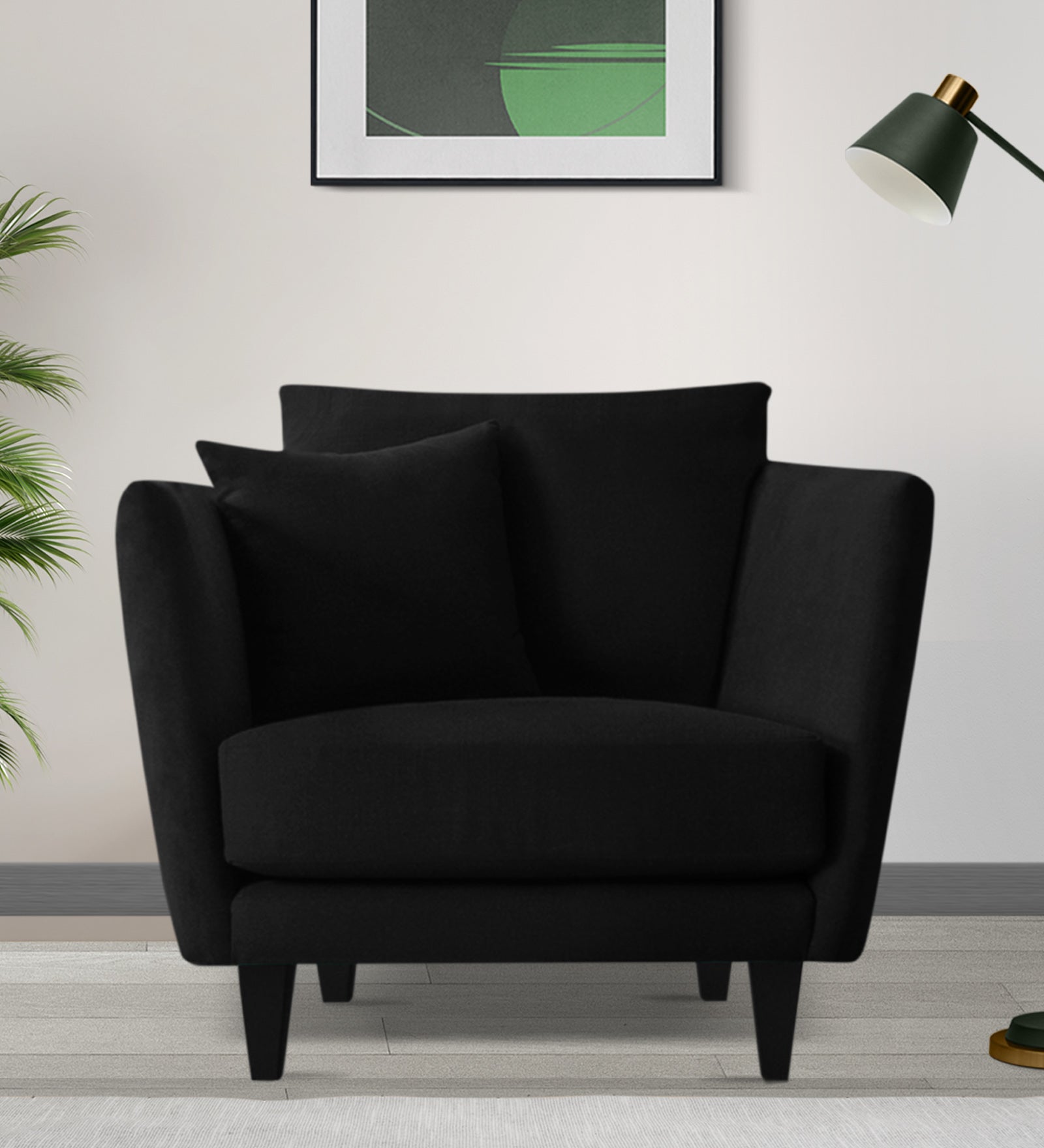 Norway Velvet 1 Seater Sofa In Adam Black Colour - Febonic Living