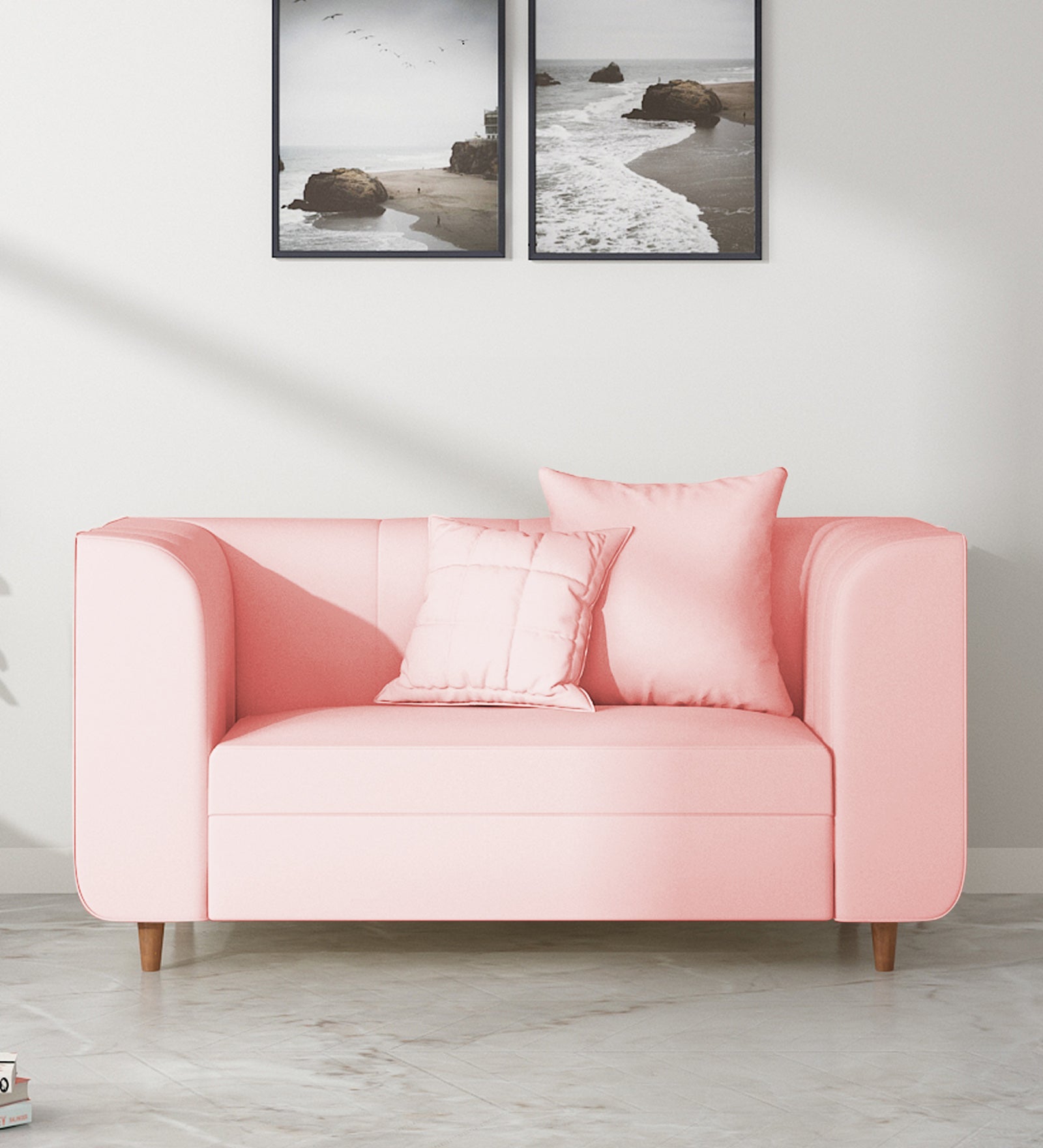 Sumo Velvet 2 Seater Sofa In Millennial Pink Colour - Febonic Living