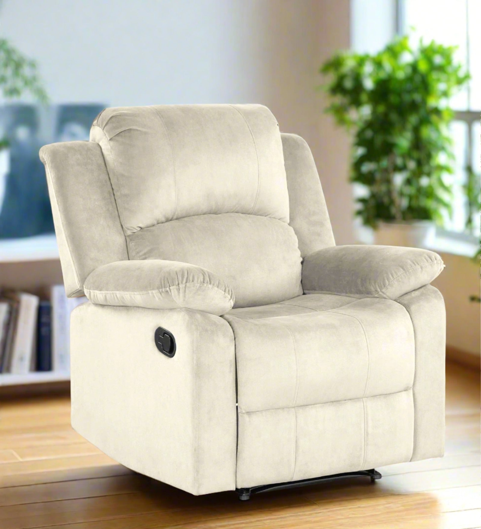 Henry Fabric 1 Seater Manual Recliner In ivory cream Colour - Febonic Living