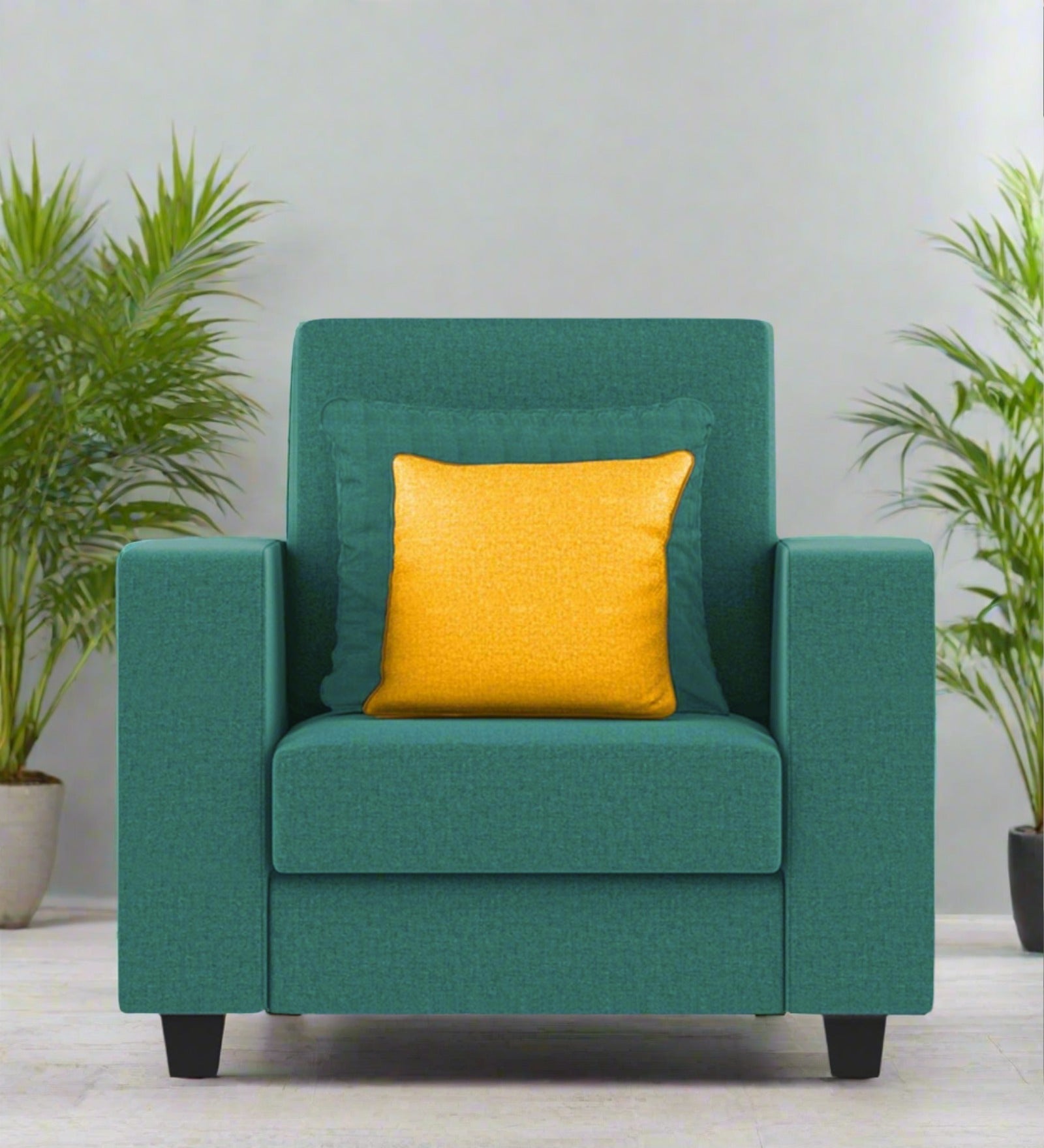 Nabi Fabric 1 Seater Sofa In Sea Green Colour - Febonic Living