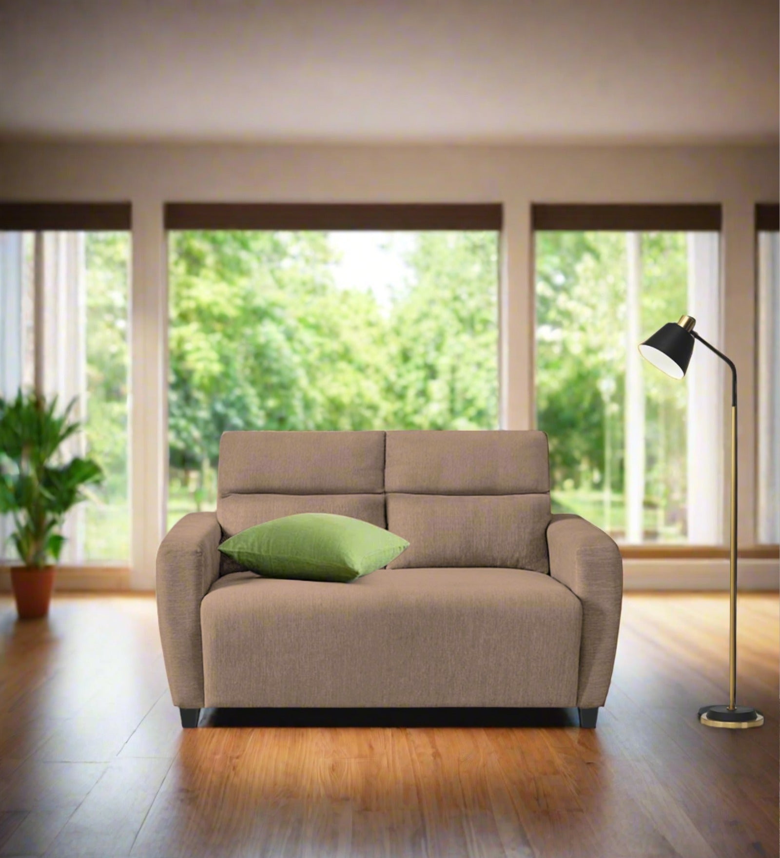 Bakadi Fabric 2 Seater Sofa In Cookie Beige Colour - Febonic Living