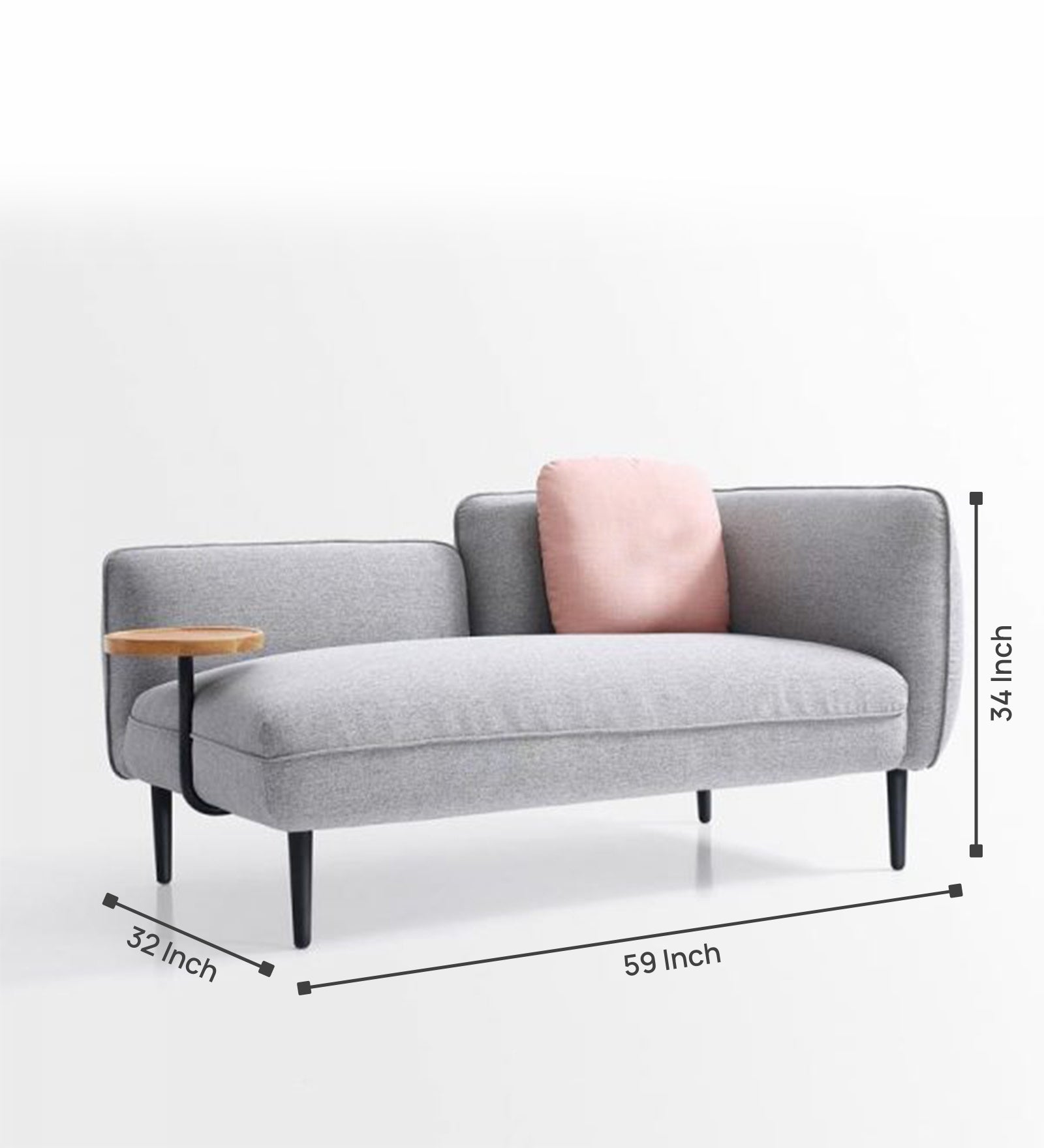 Clark Fabric LHS Chaise Lounger In Lit Grey Colour - Febonic Living