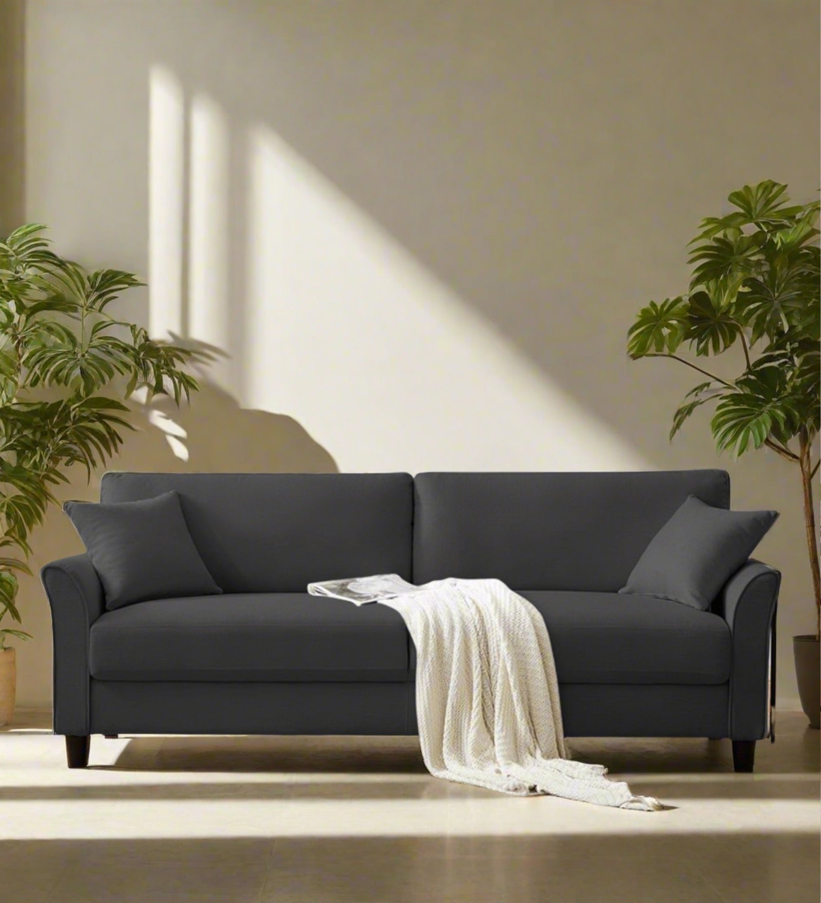 Daroo Velvet 3 Seater Sofa In Davy Grey Colour - Febonic Living
