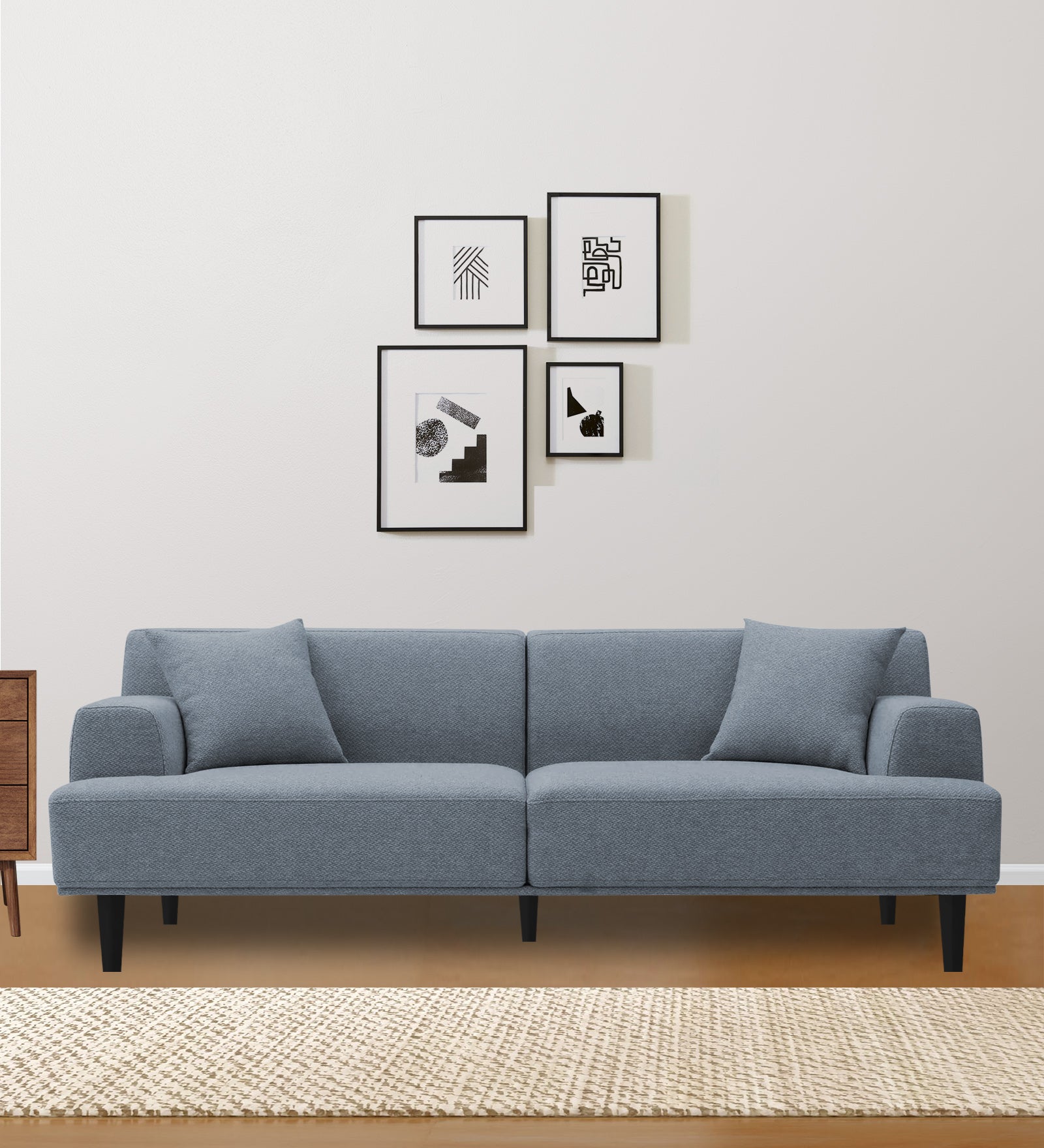 Cobby Fabric 3 Seater Sofa In Indigo Blue Colour - Febonic Living