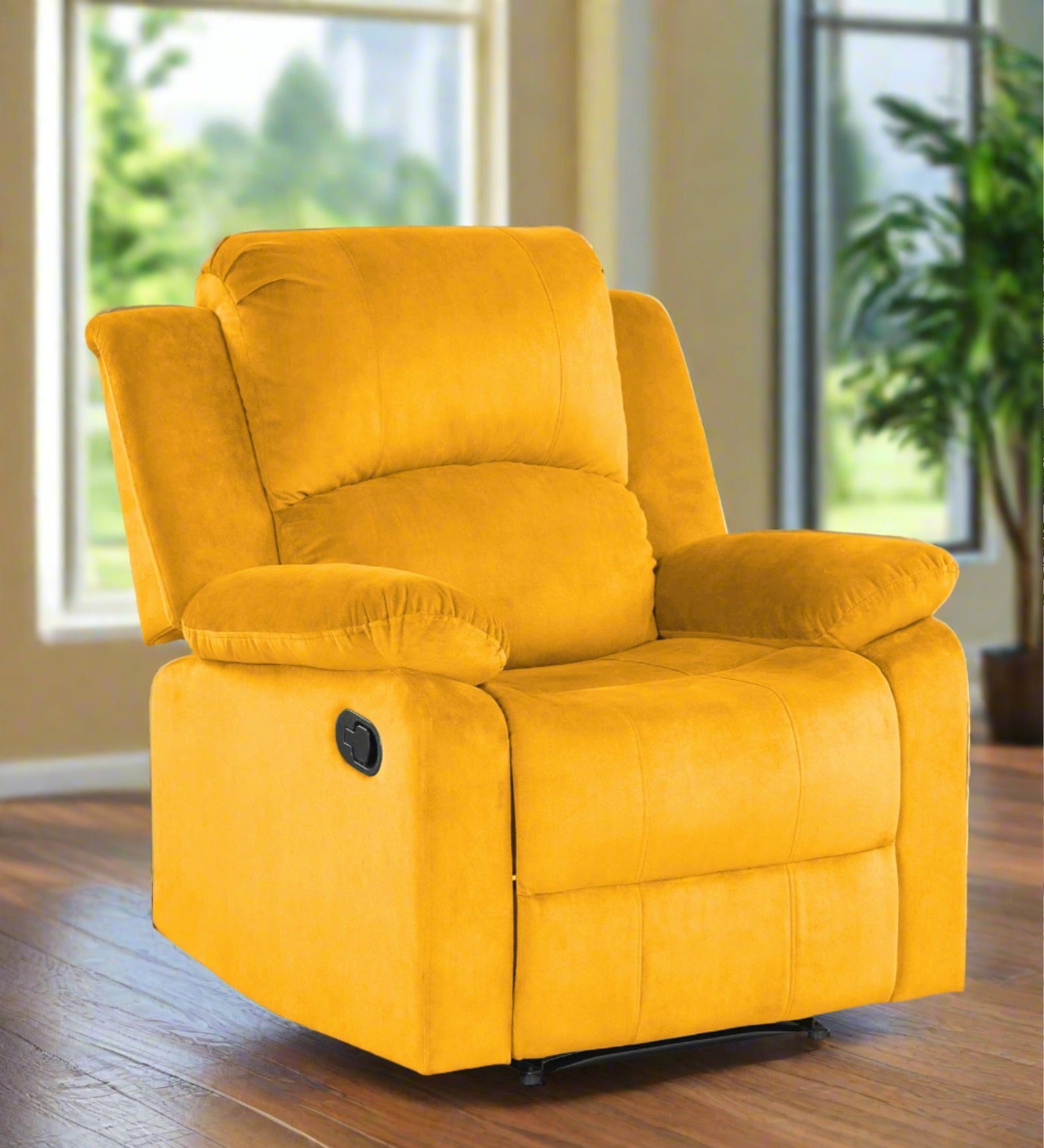 Henry Fabric 1 Seater Manual Recliner In Bold Yellow Colour - Febonic Living