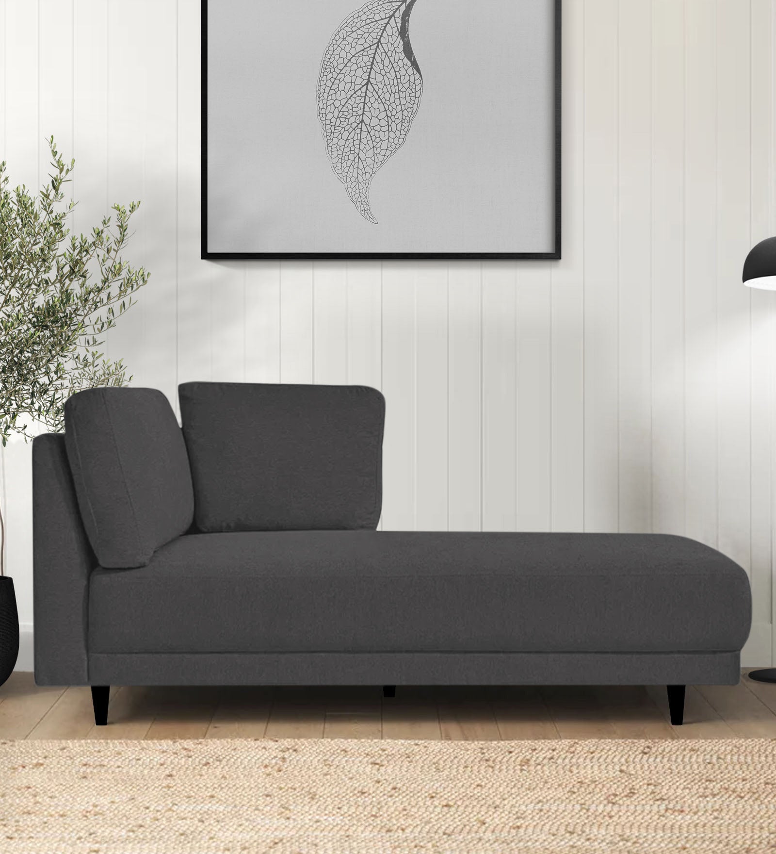 Jonze Velvet RHS Chaise Lounger In Davy Grey Colour - Febonic Living
