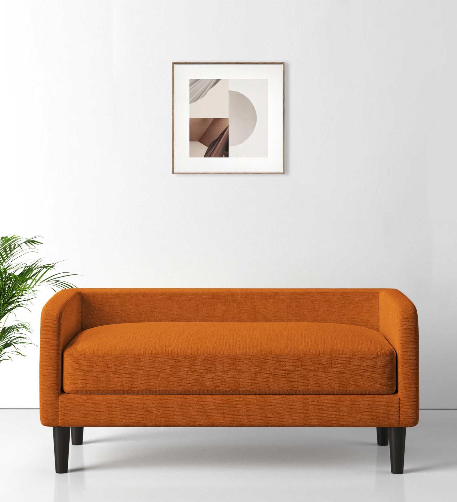 Maya Fabric Bench In Vivid Orange Colour - Febonic Living