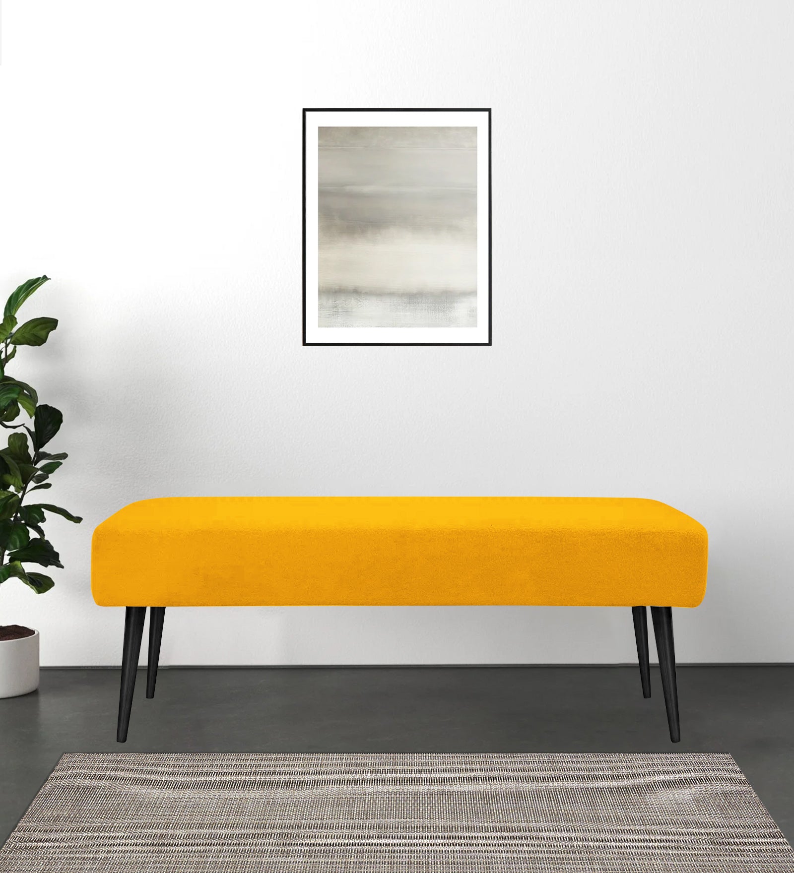 Orbit Fabric Bench In Bold Yellow Colour - Febonic Living