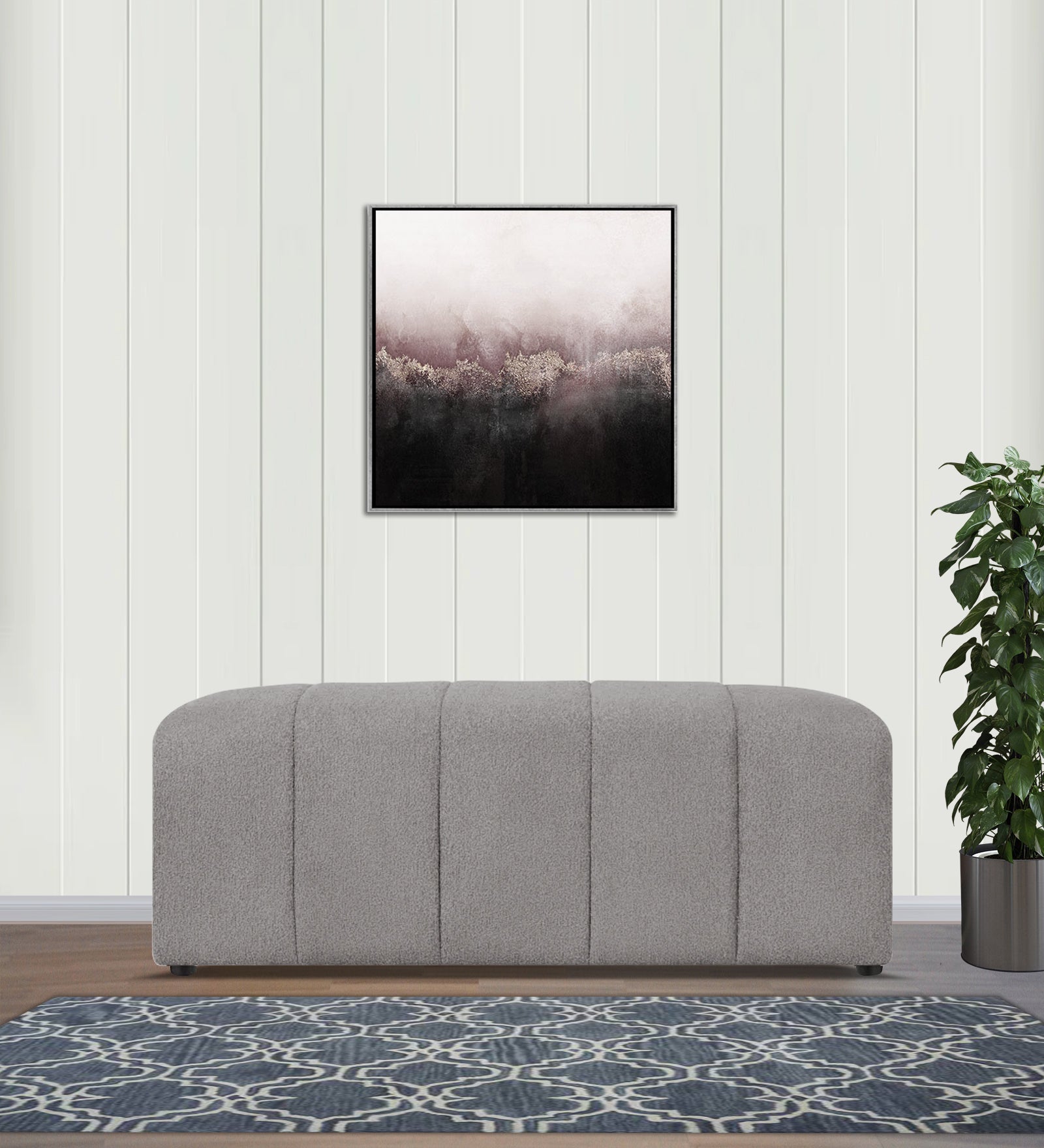 Rexi Boucle Fabric Bench In Swedan Gary Colour - Febonic Living