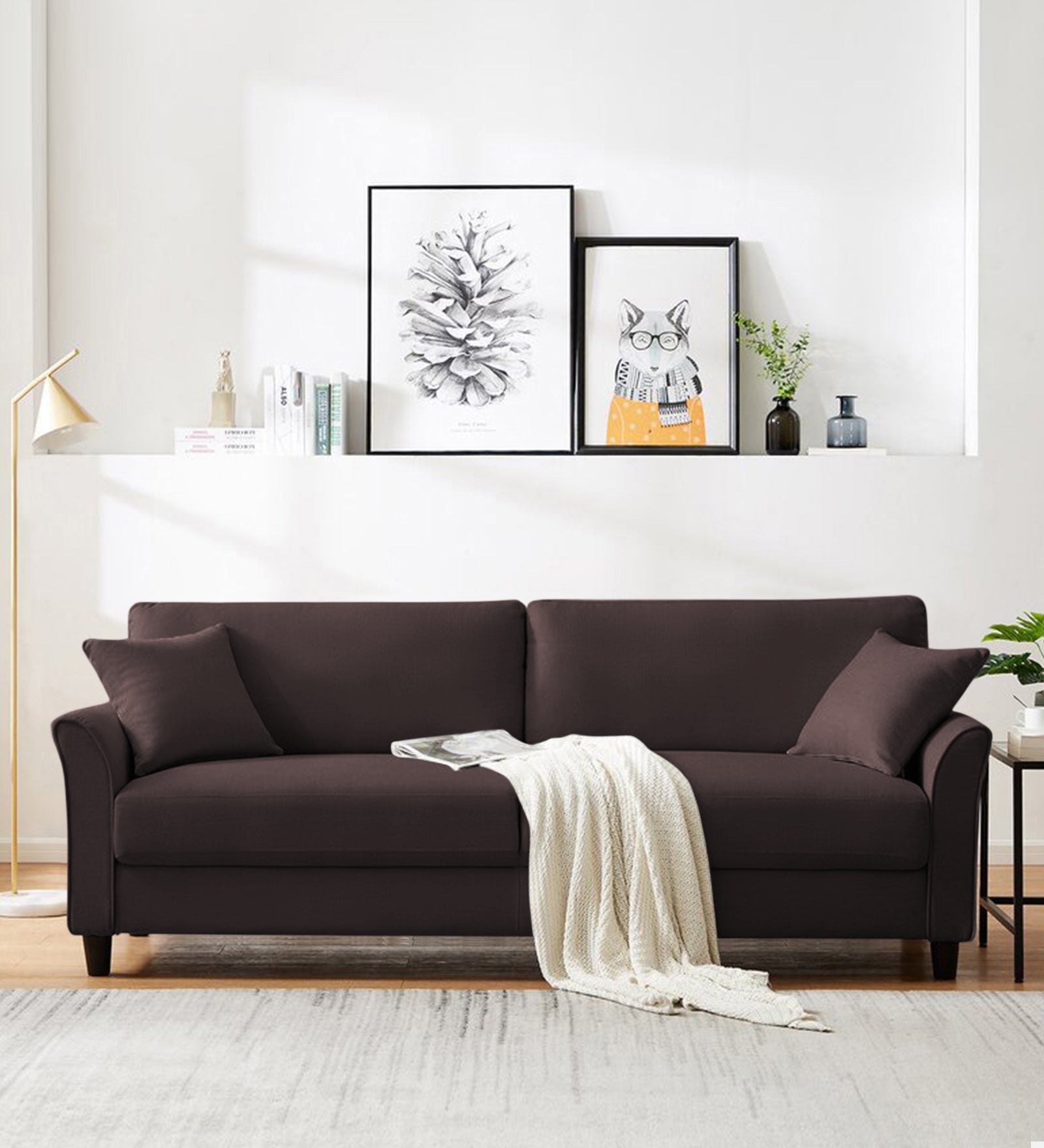 Daroo Velvet 3 Seater Sofa In Mocha Brown Colour - Febonic Living