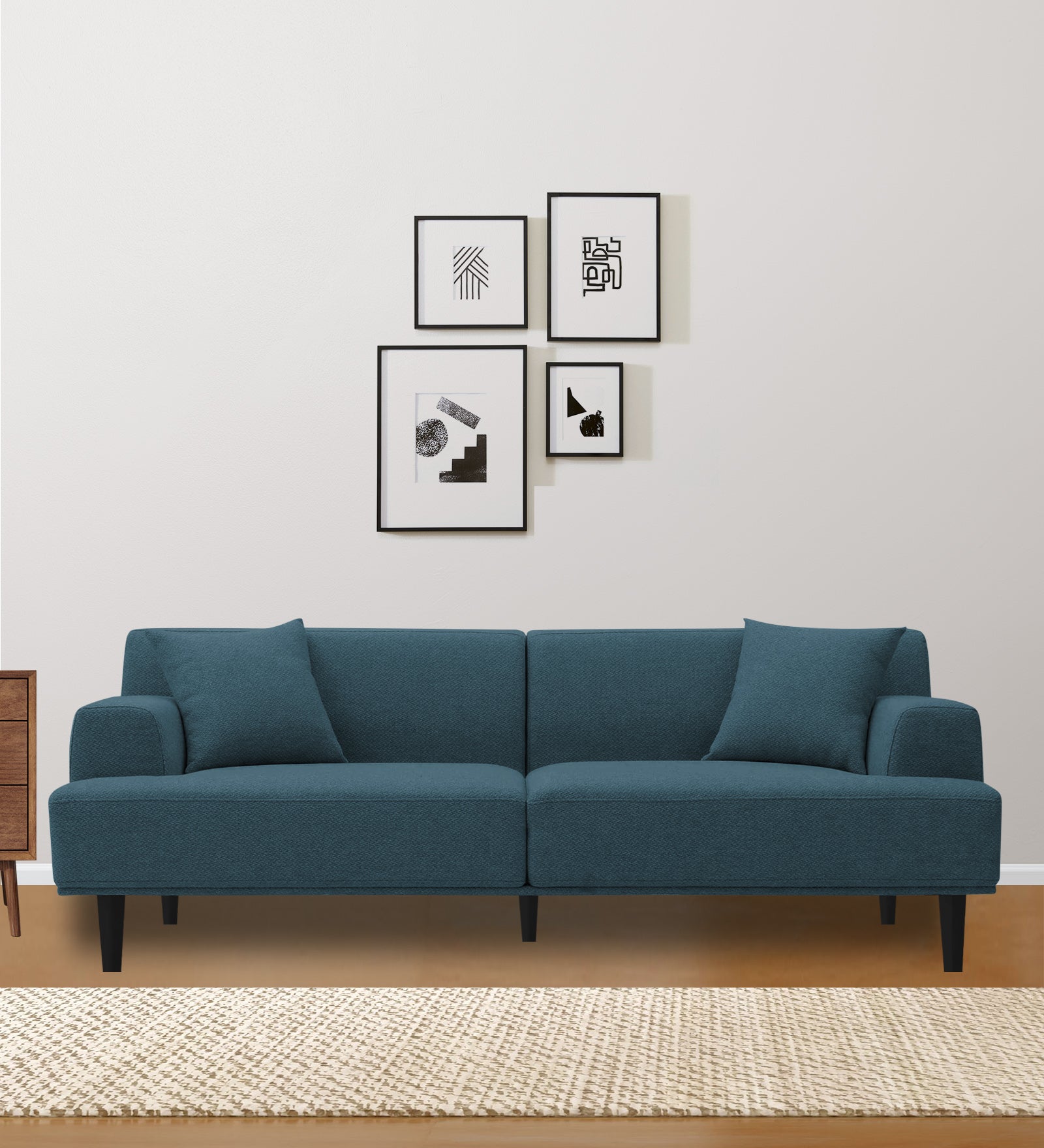 Cobby Fabric 3 Seater Sofa In Harbour Blue Colour - Febonic Living