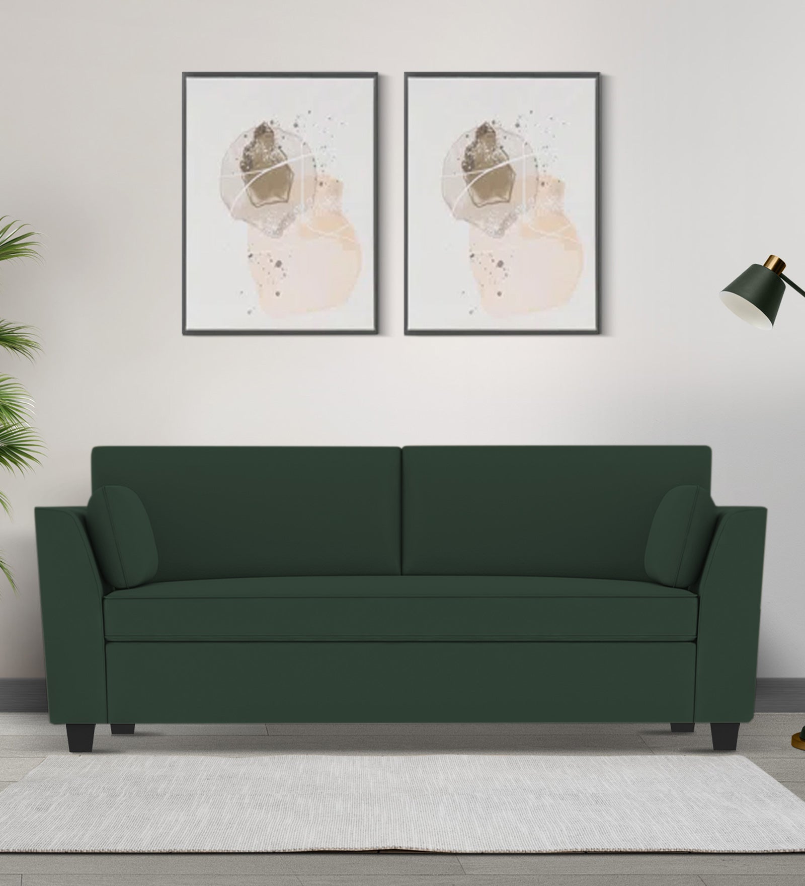 Bristo Velvet 3 Seater Sofa In Amazon Green Colour With Storage - Febonic Living