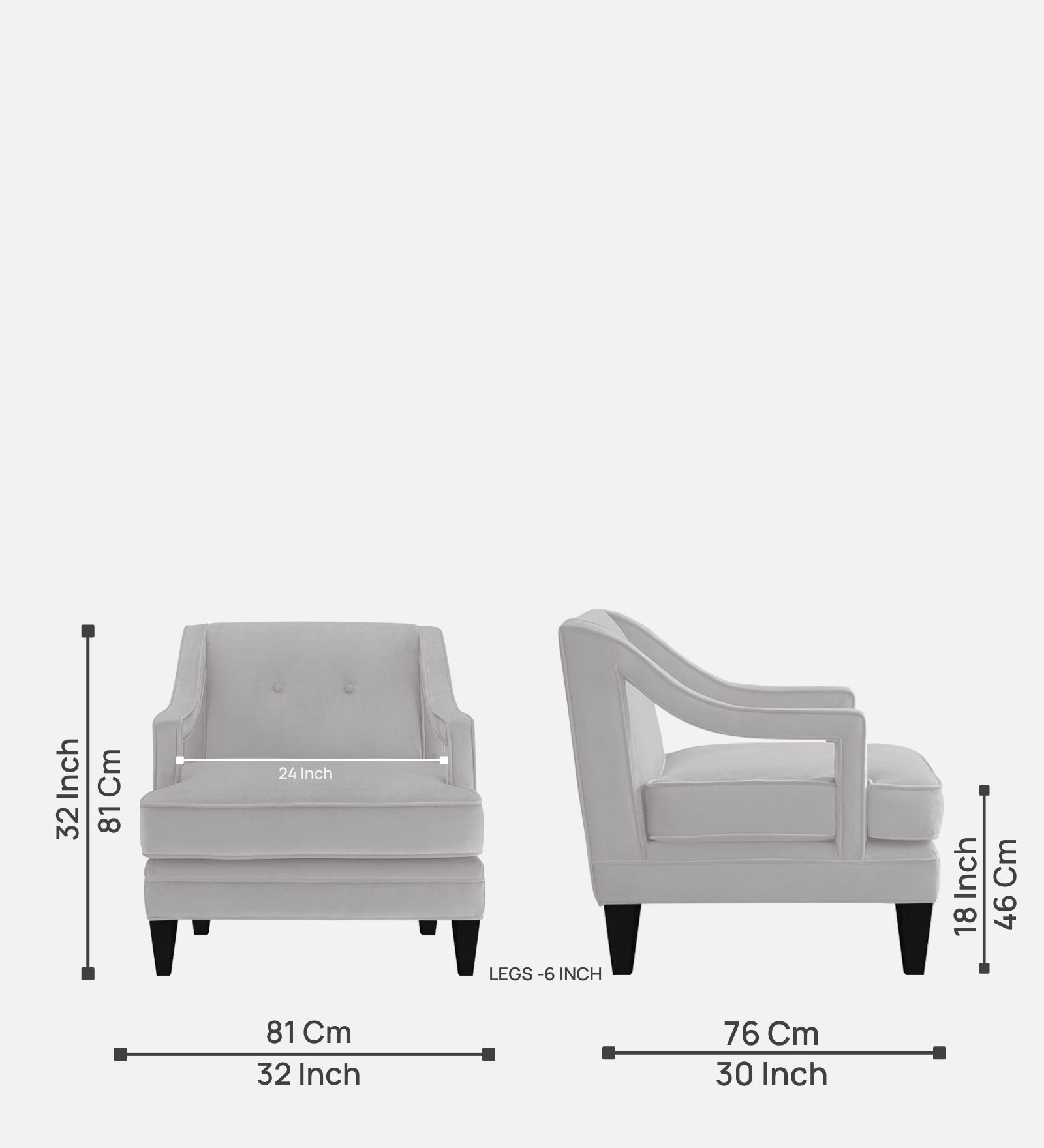 Daffy Velvet 1 Seater Sofa In Concrete Grey Colour - Febonic Living