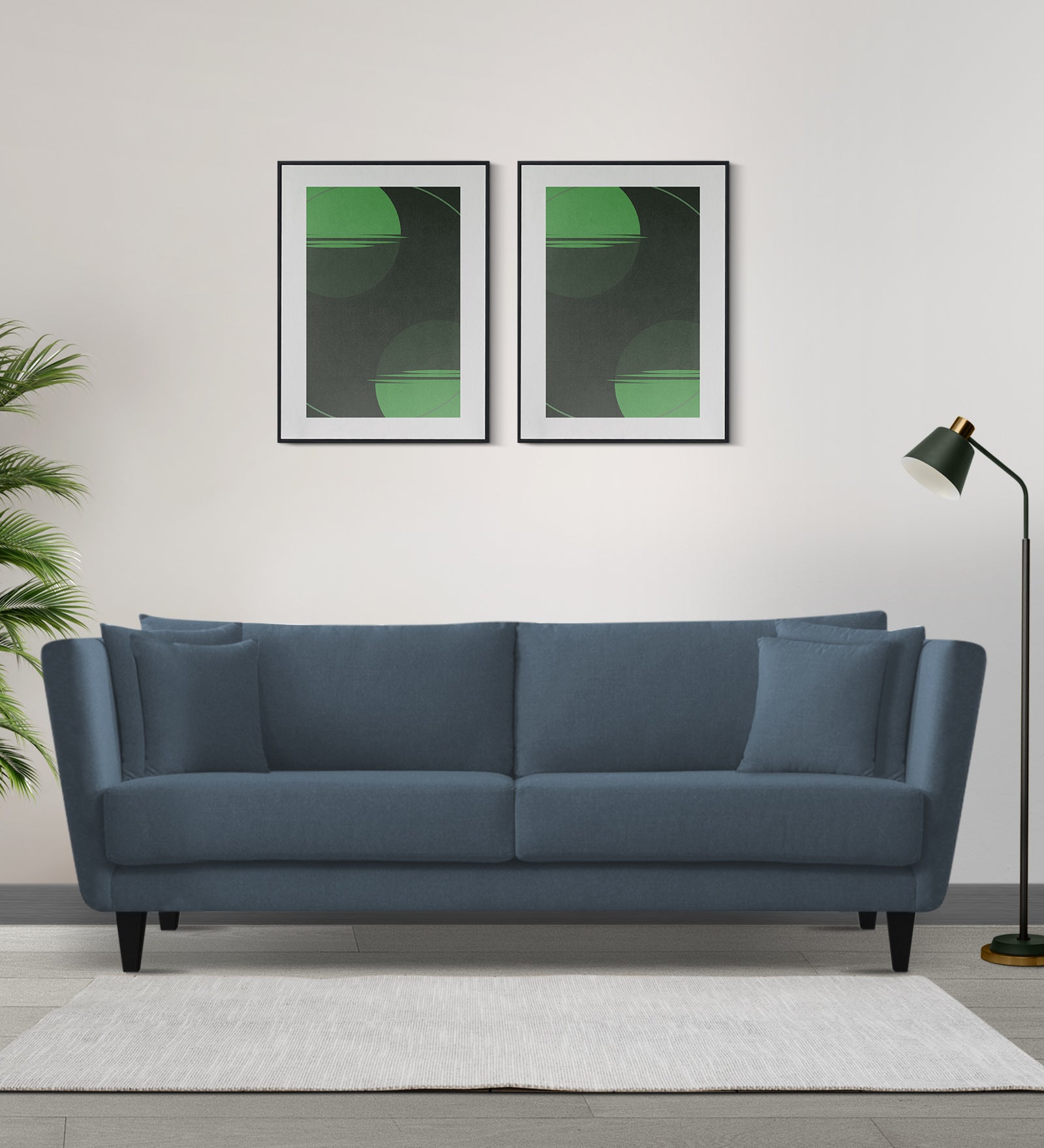 Norway Velvet 3 Seater Sofa In Oxford Blue Colour - Febonic Living