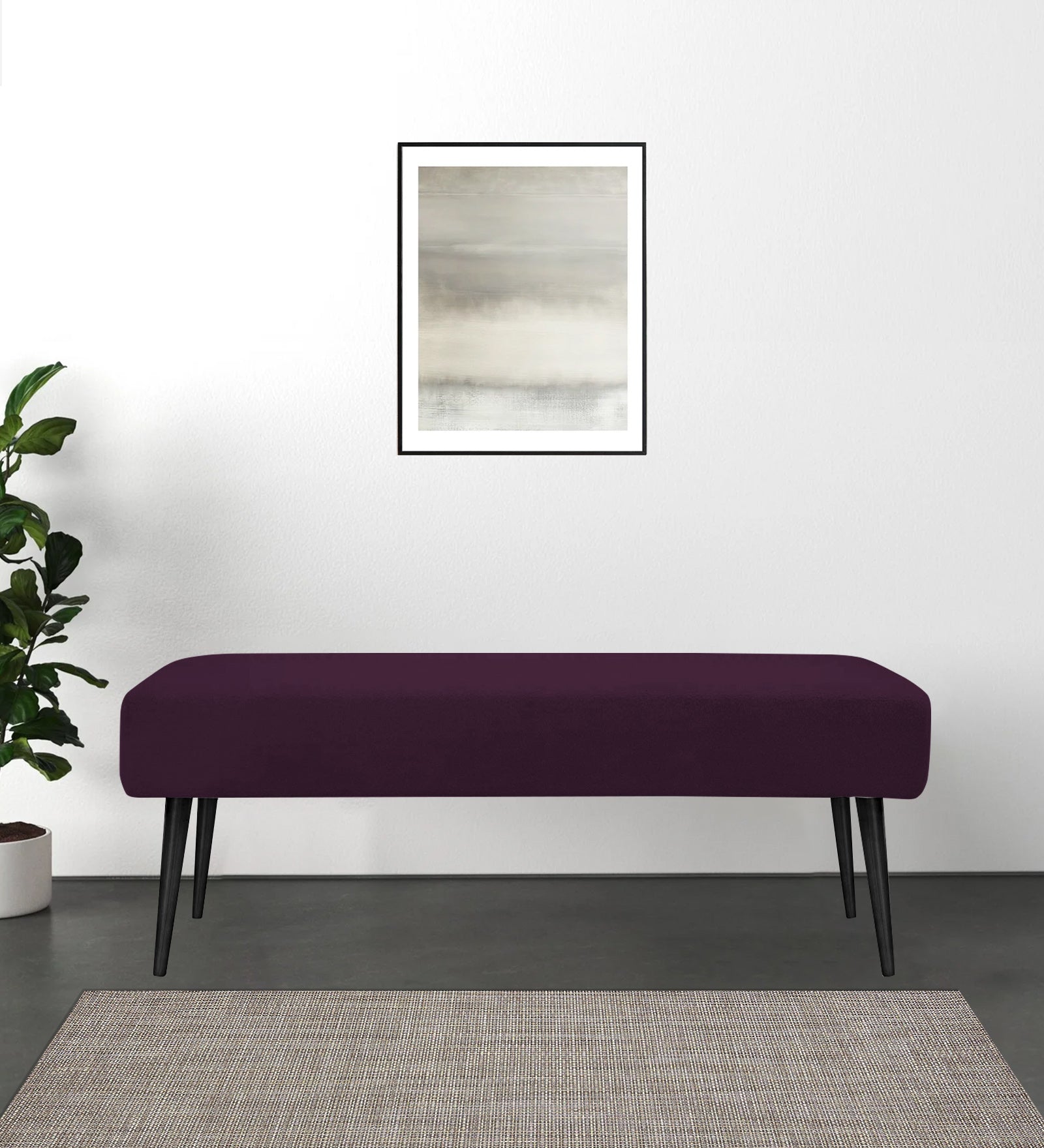 Orbit Fabric Bench In Greek Purple Colour - Febonic Living