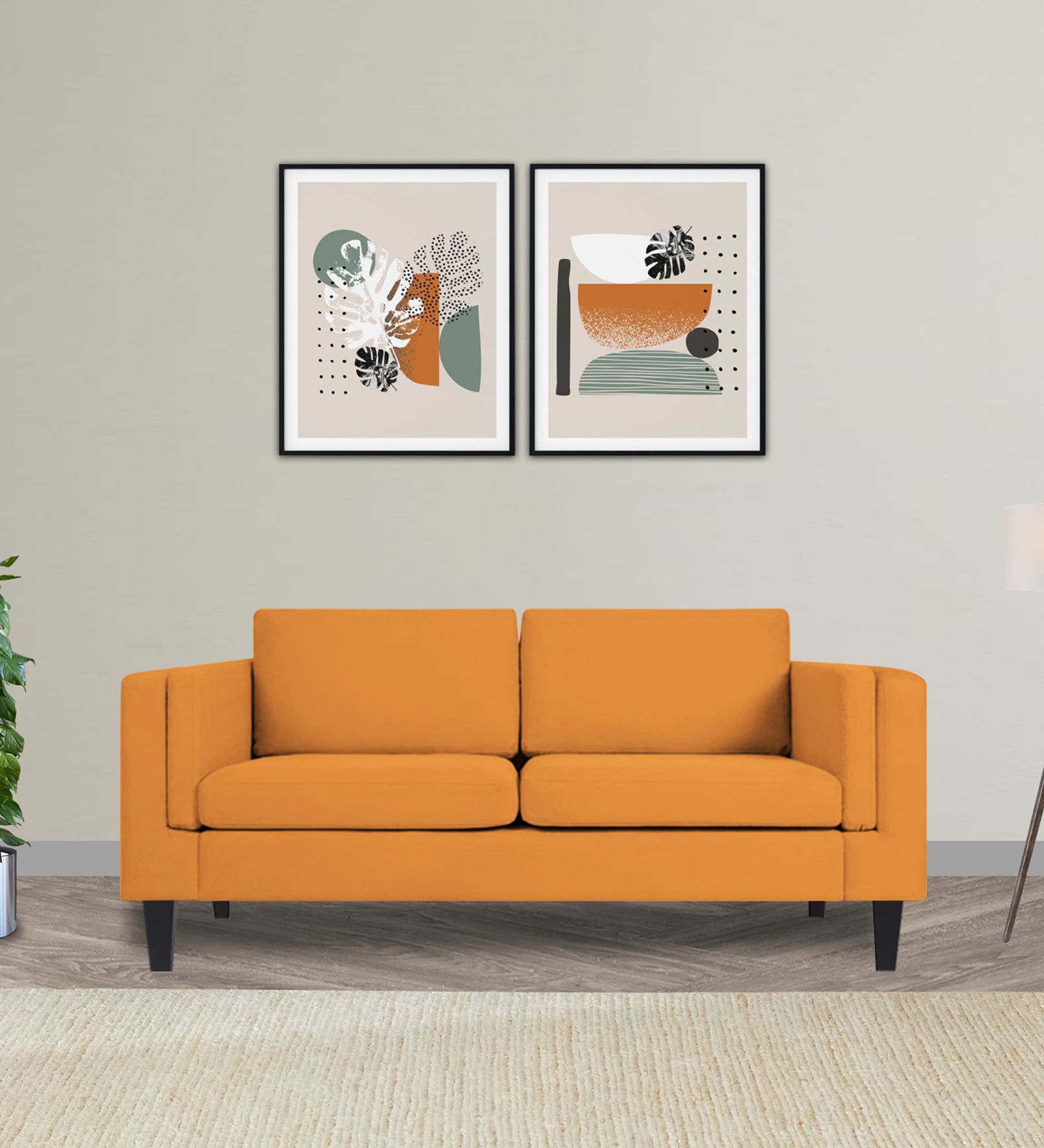 Jasper Velvet 2 Seater Sofa In Tangerine orange Colour - Febonic Living