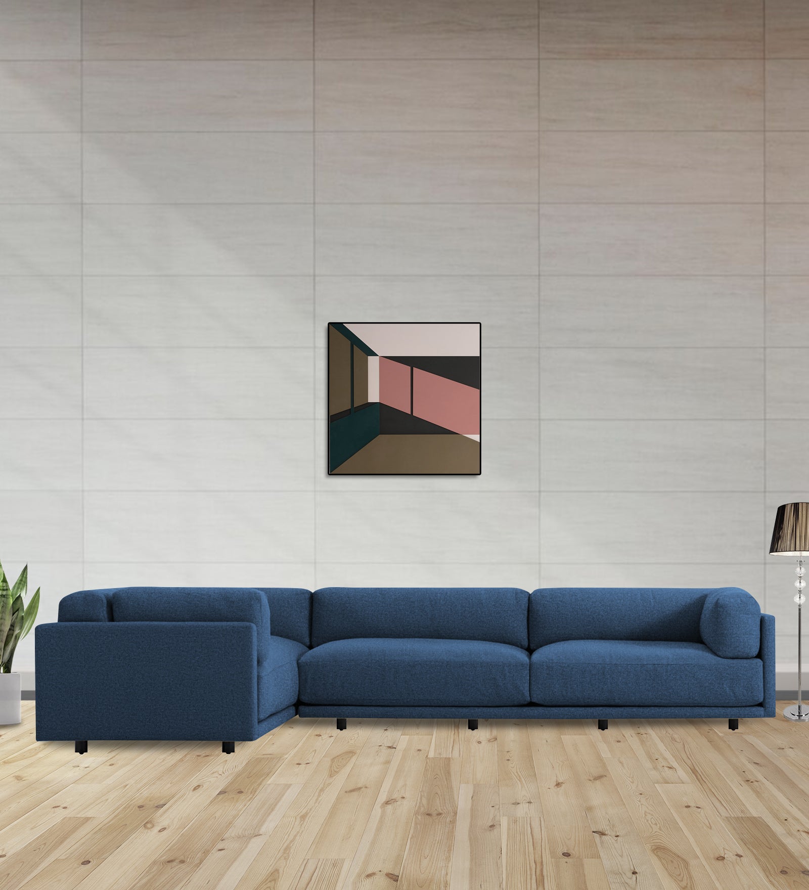 Nixon Fabric 6 Seater RHS Corner Sofa In Light Blue Colour - Febonic Living