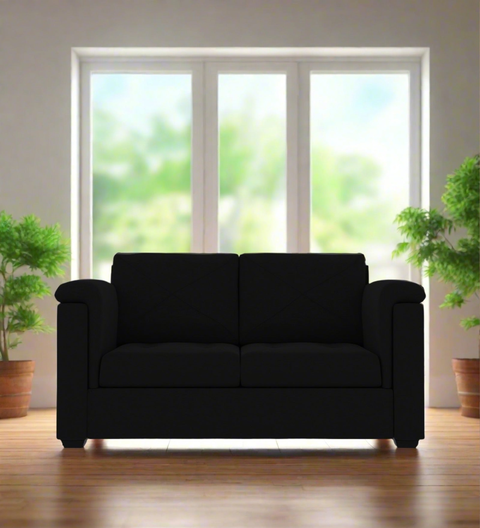 Andres Fabric 2 Seater Sofa In Heather Black Colour - Febonic Living