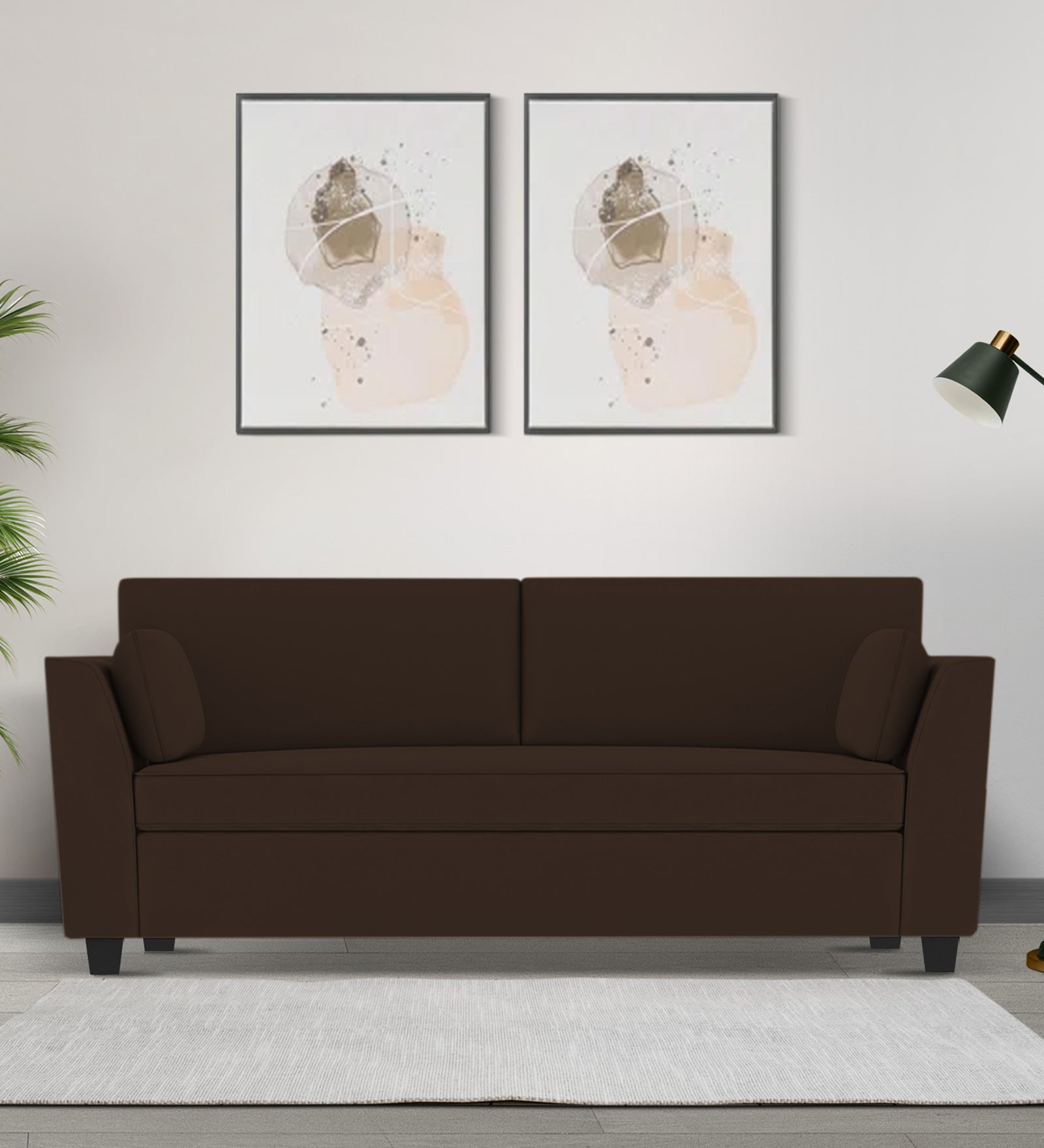 Bristo Velvet 3 Seater Sofa In Cholocate Brown Colour With Storage - Febonic Living