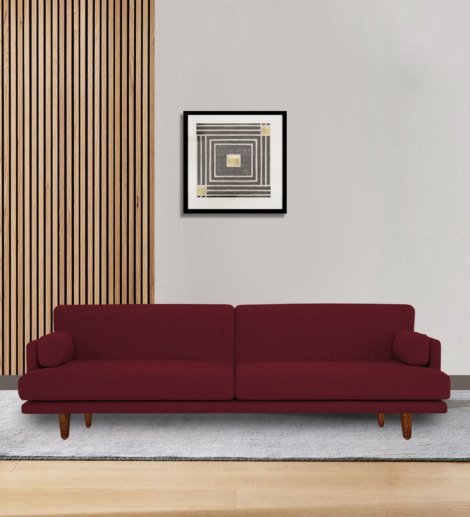 Ricky Fabric 3 Seater Sofa In Blood Maroon Colour - Febonic Living