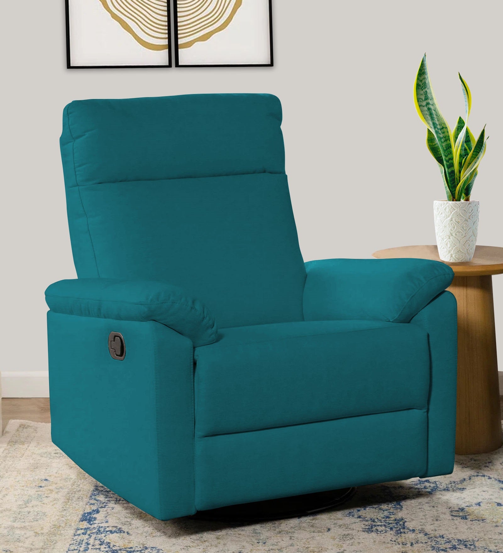 Mandy Fabric 1 Seater Manual Recliner In Pine Green Colour - Febonic Living