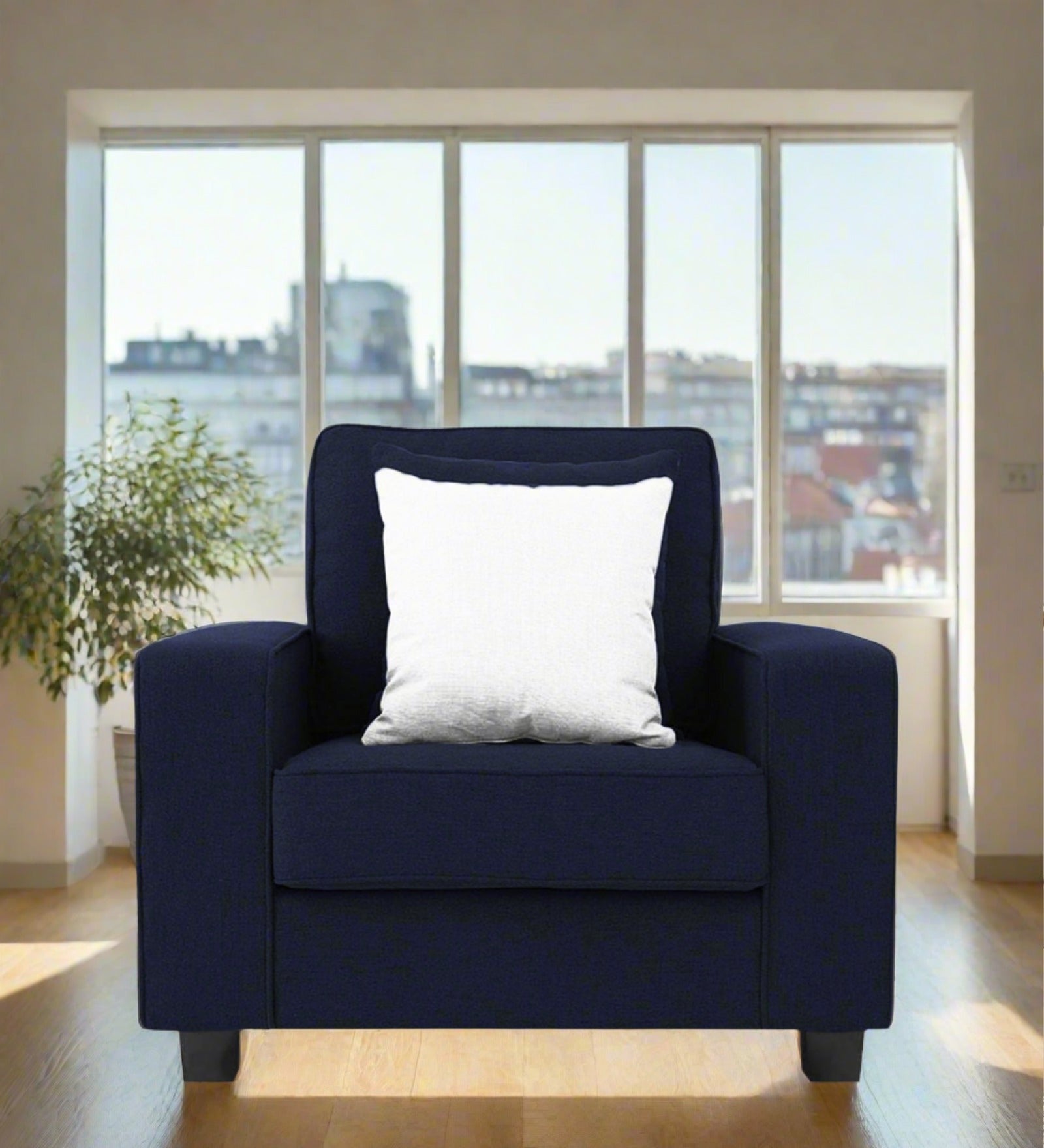 Ladybug Fabric 1 Seater Sofa In Royal Blue Colour - Febonic Living