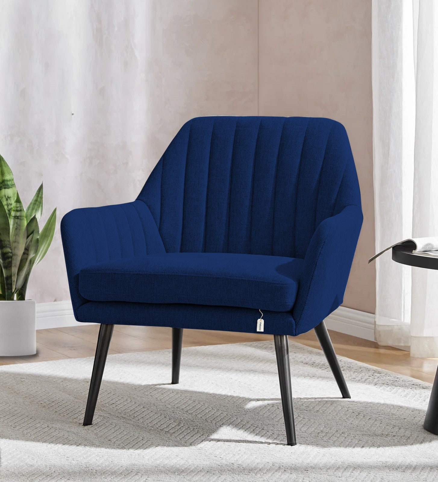 Bella Fabric Arm Chair In Royal Blue Colour - Febonic Living