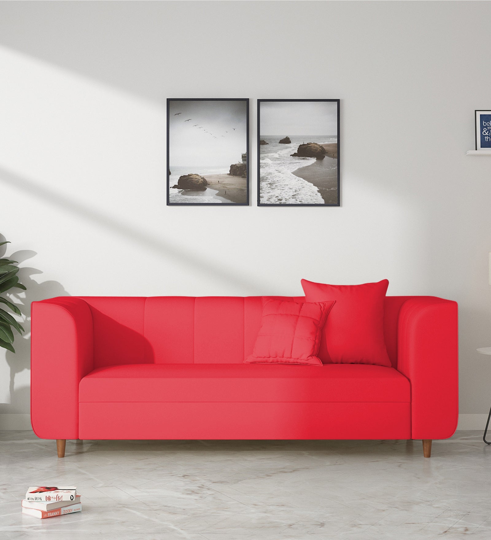Sumo Velvet 3 Seater Sofa In Ox Blood Maroon Colour - Febonic Living