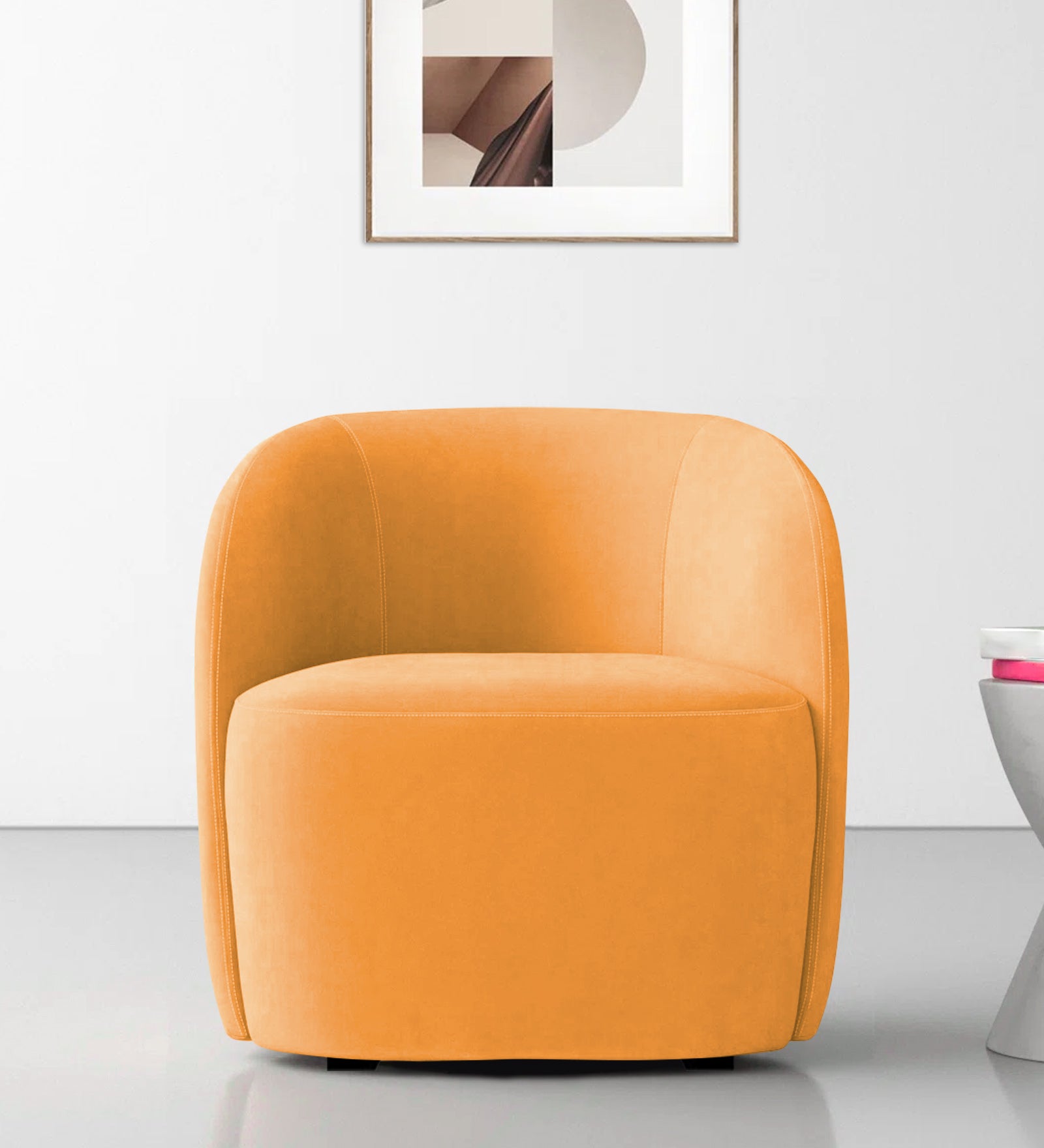 Lucky Velvet Wing Chair In Tangerine Orange Colour - Febonic Living